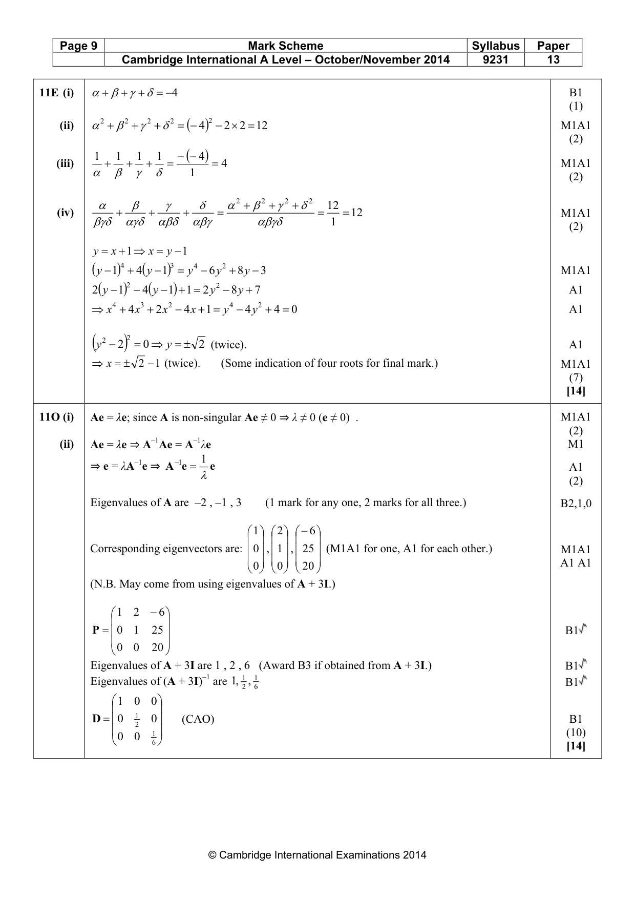 Mark scheme, page 9 of 9