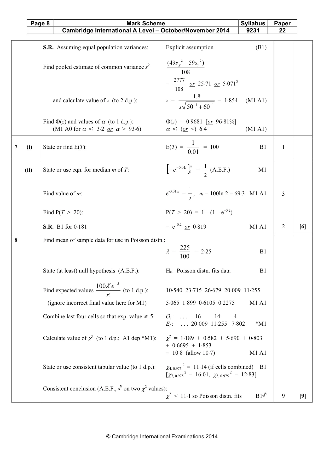 Mark scheme, page 8 of 12
