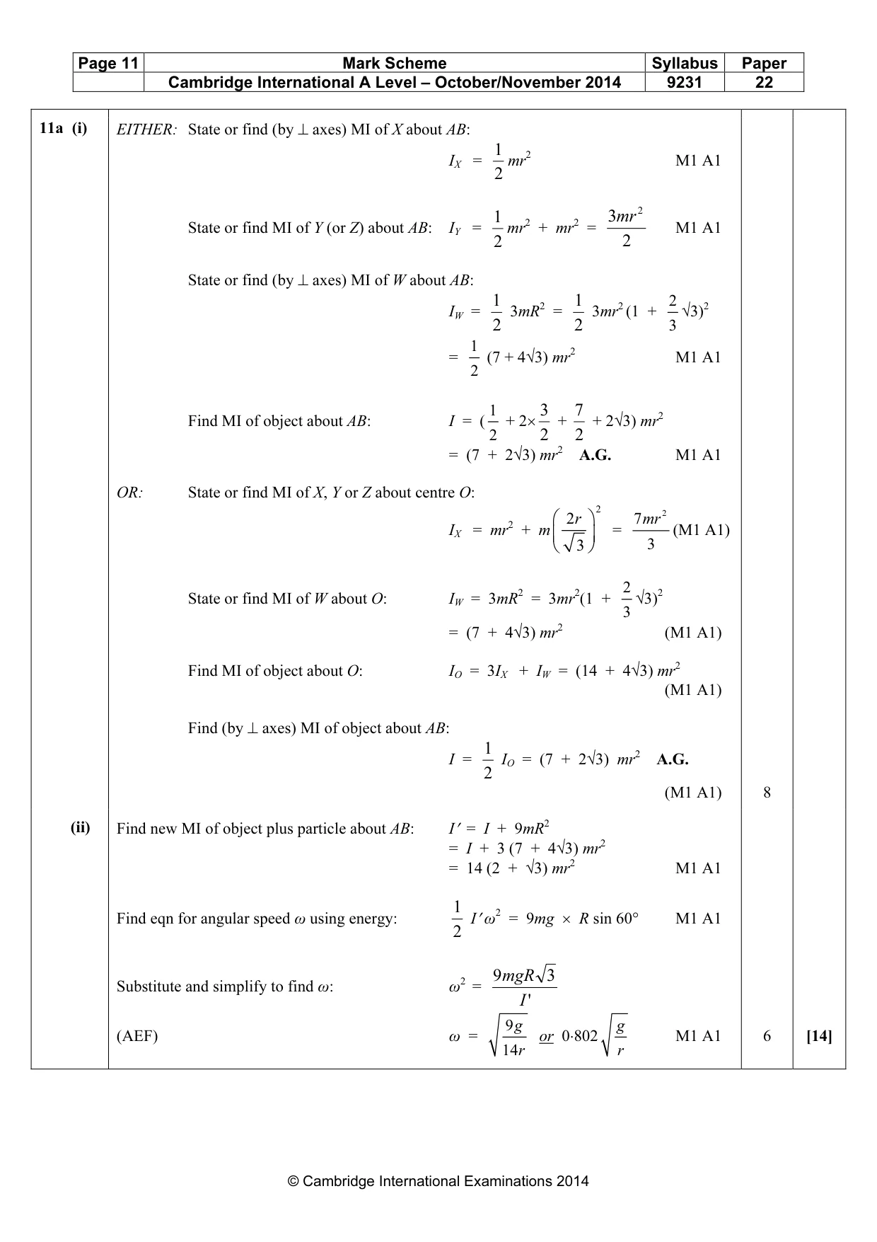 Mark scheme, page 11 of 12