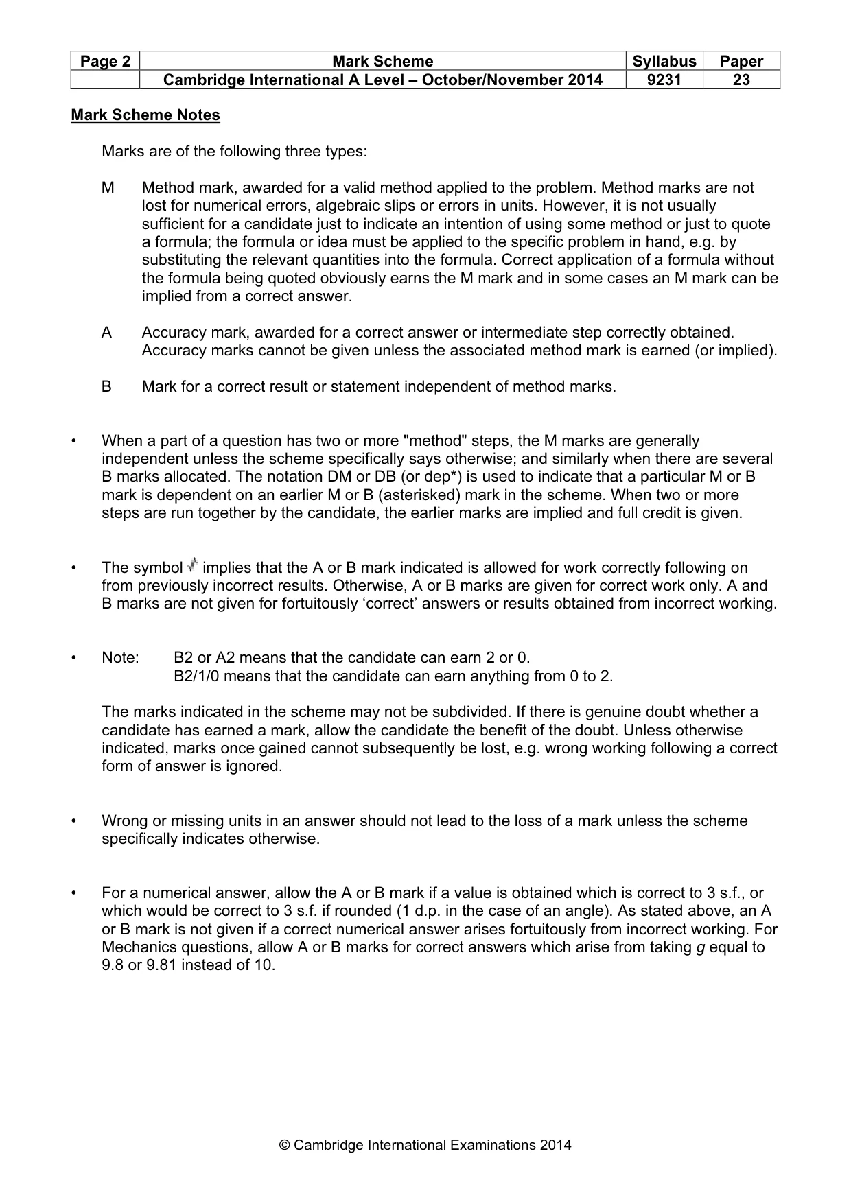 Mark scheme, page 2 of 12