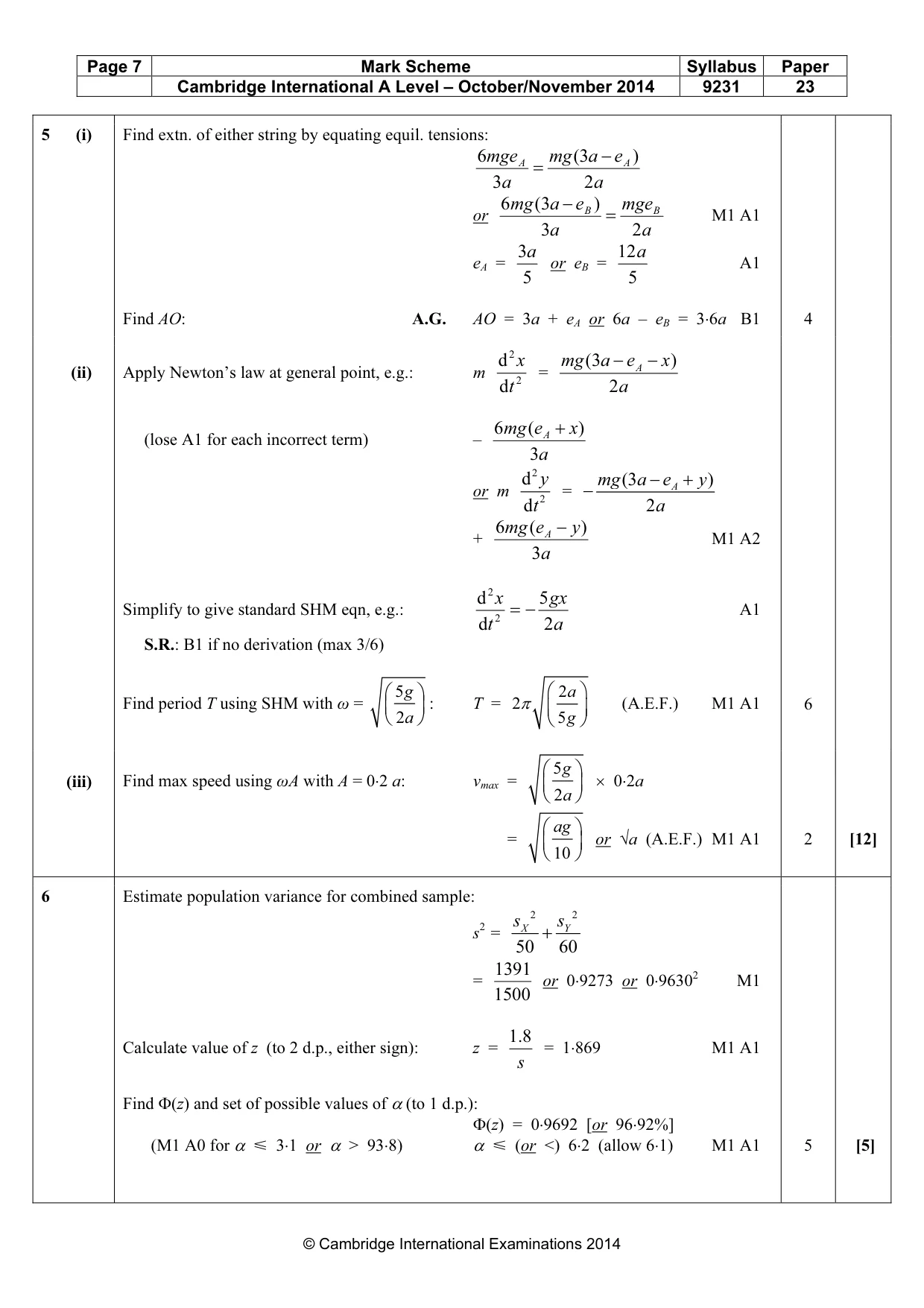 Mark scheme, page 7 of 12