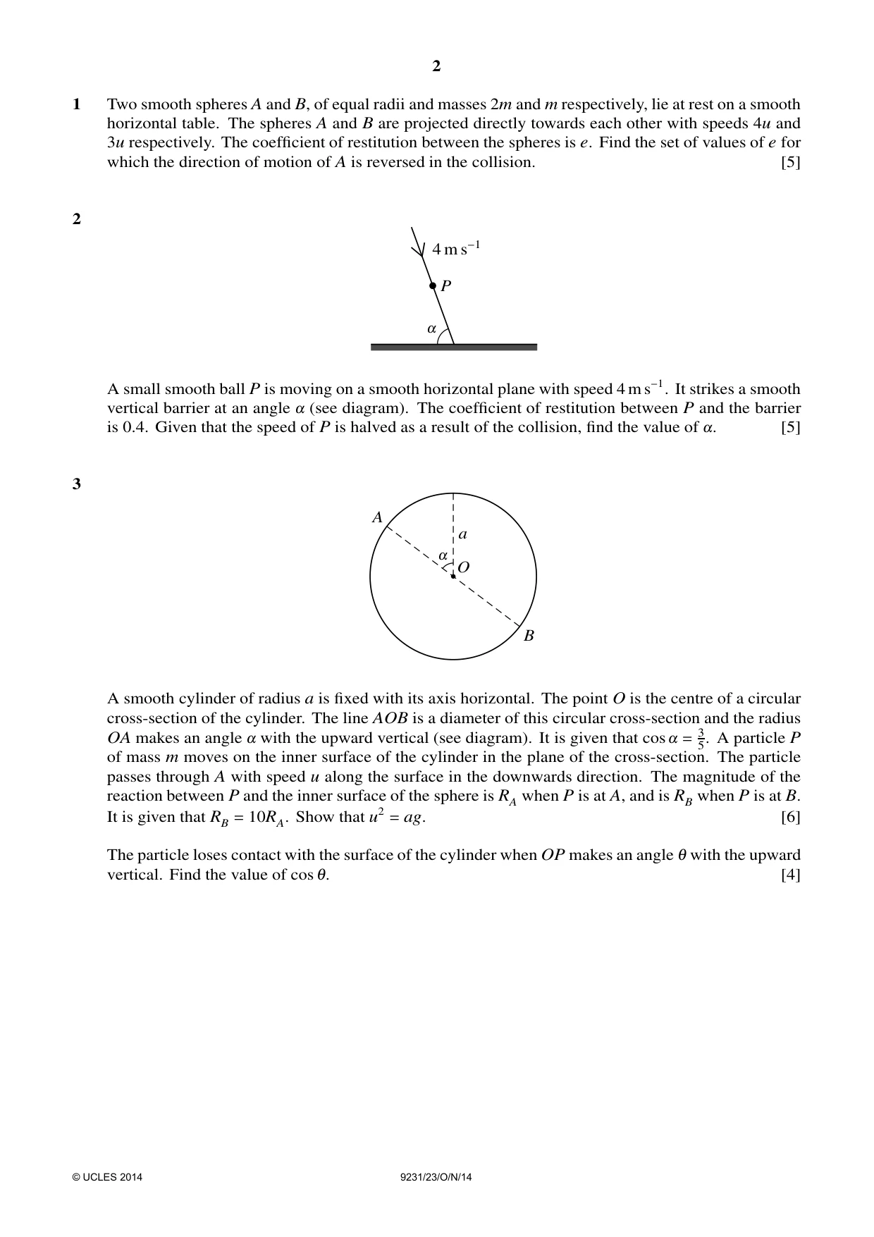 Cambridge A Level Mathematics - Further 9231 2014 Oct/Nov Paper 2 · Variant 3 question paper, page 2 of 8