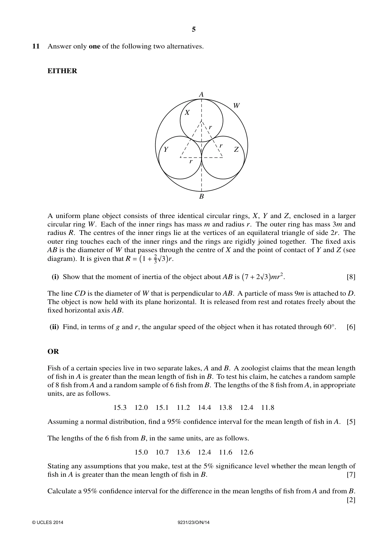 Cambridge A Level Mathematics - Further 9231 2014 Oct/Nov Paper 2 · Variant 3 question paper, page 5 of 8