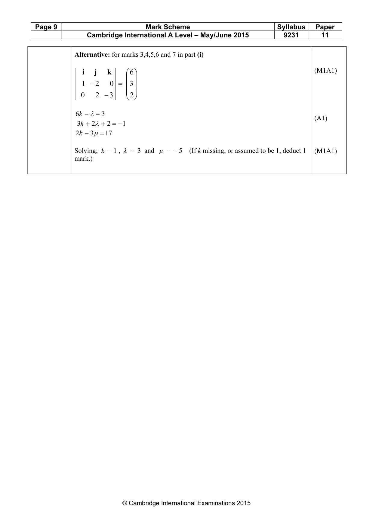 Mark scheme, page 9 of 9