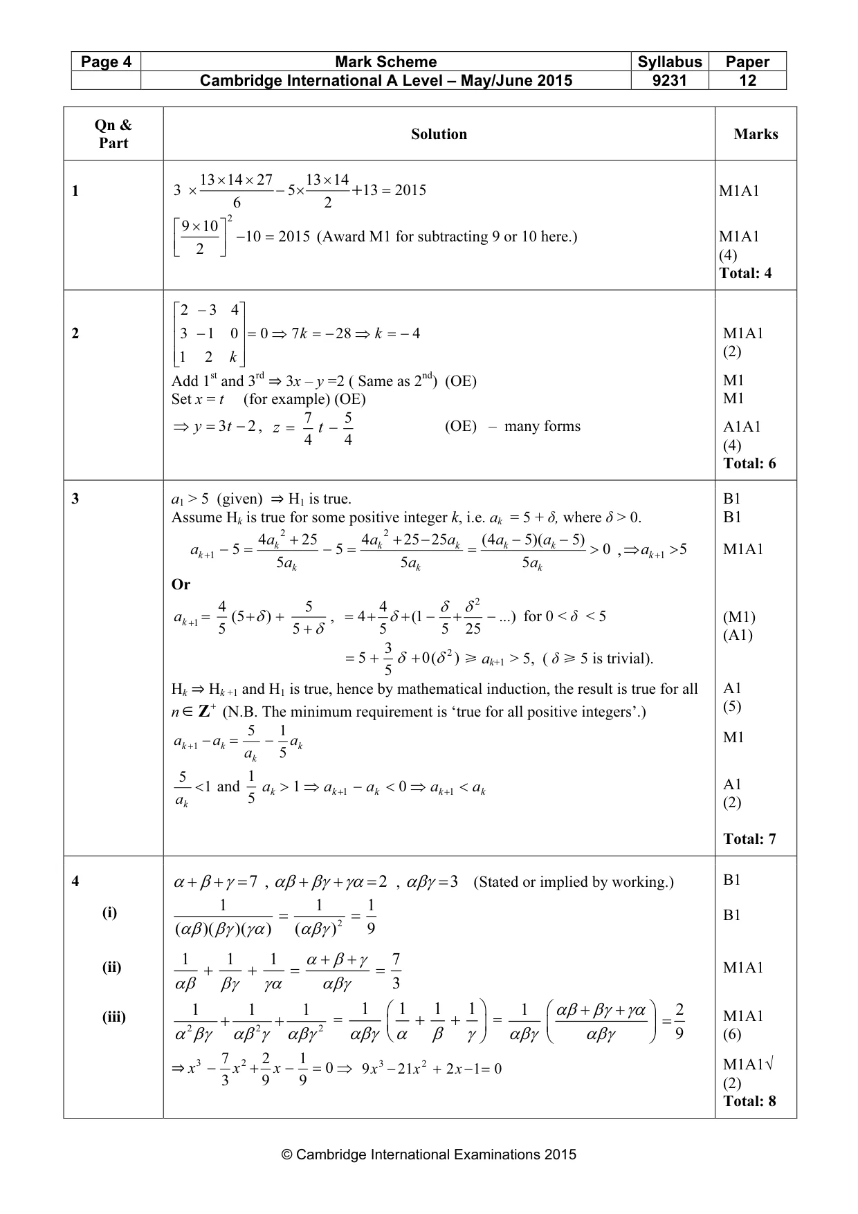 Mark scheme, page 4 of 9