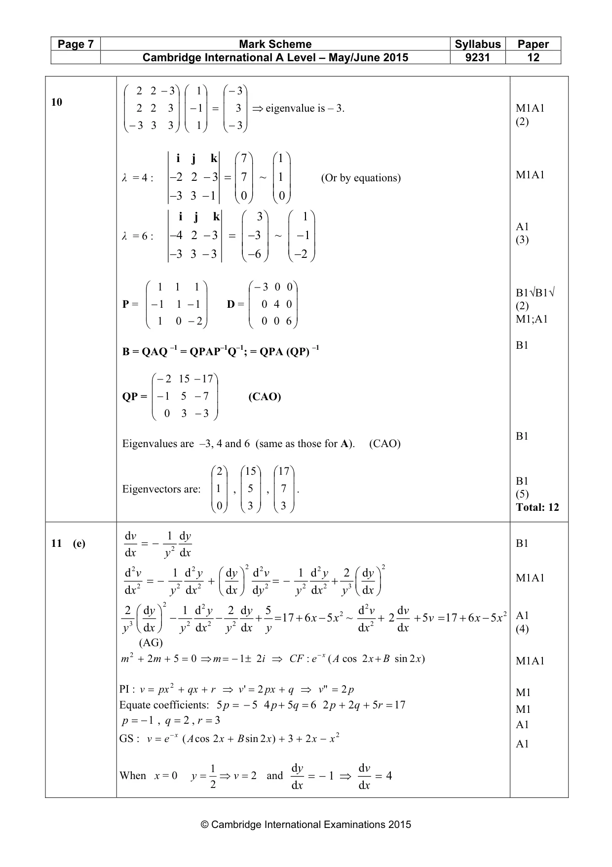 Mark scheme, page 7 of 9