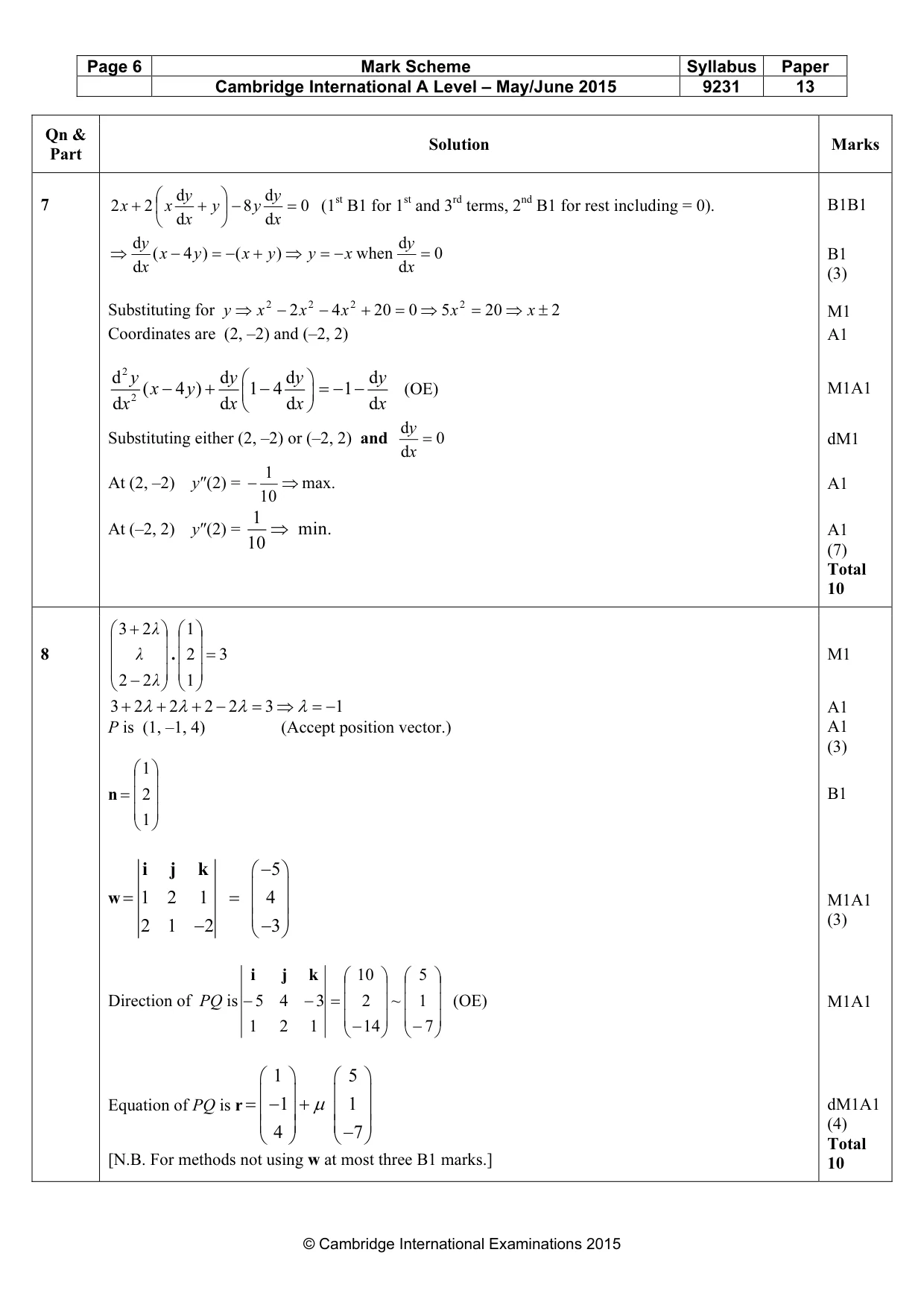 Mark scheme, page 6 of 10