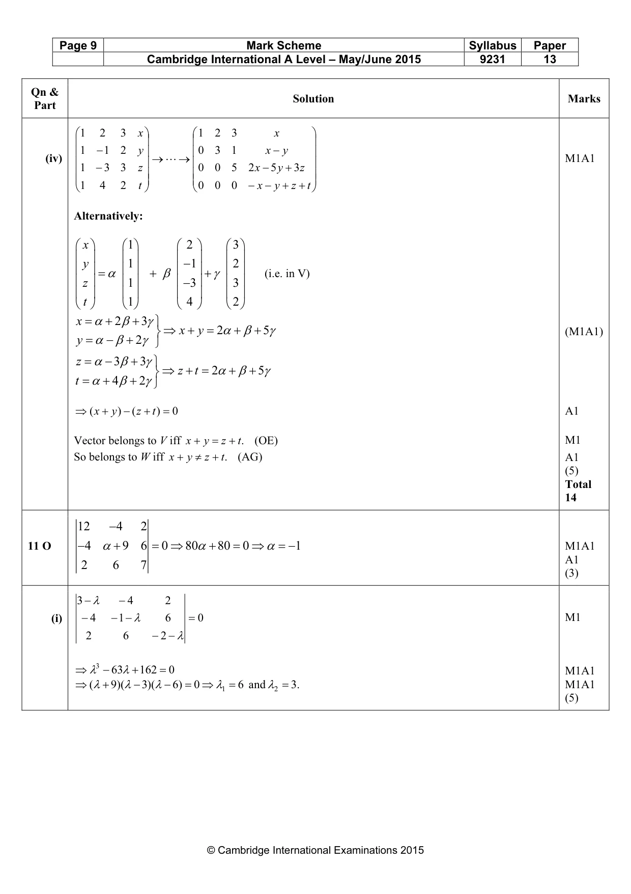 Mark scheme, page 9 of 10