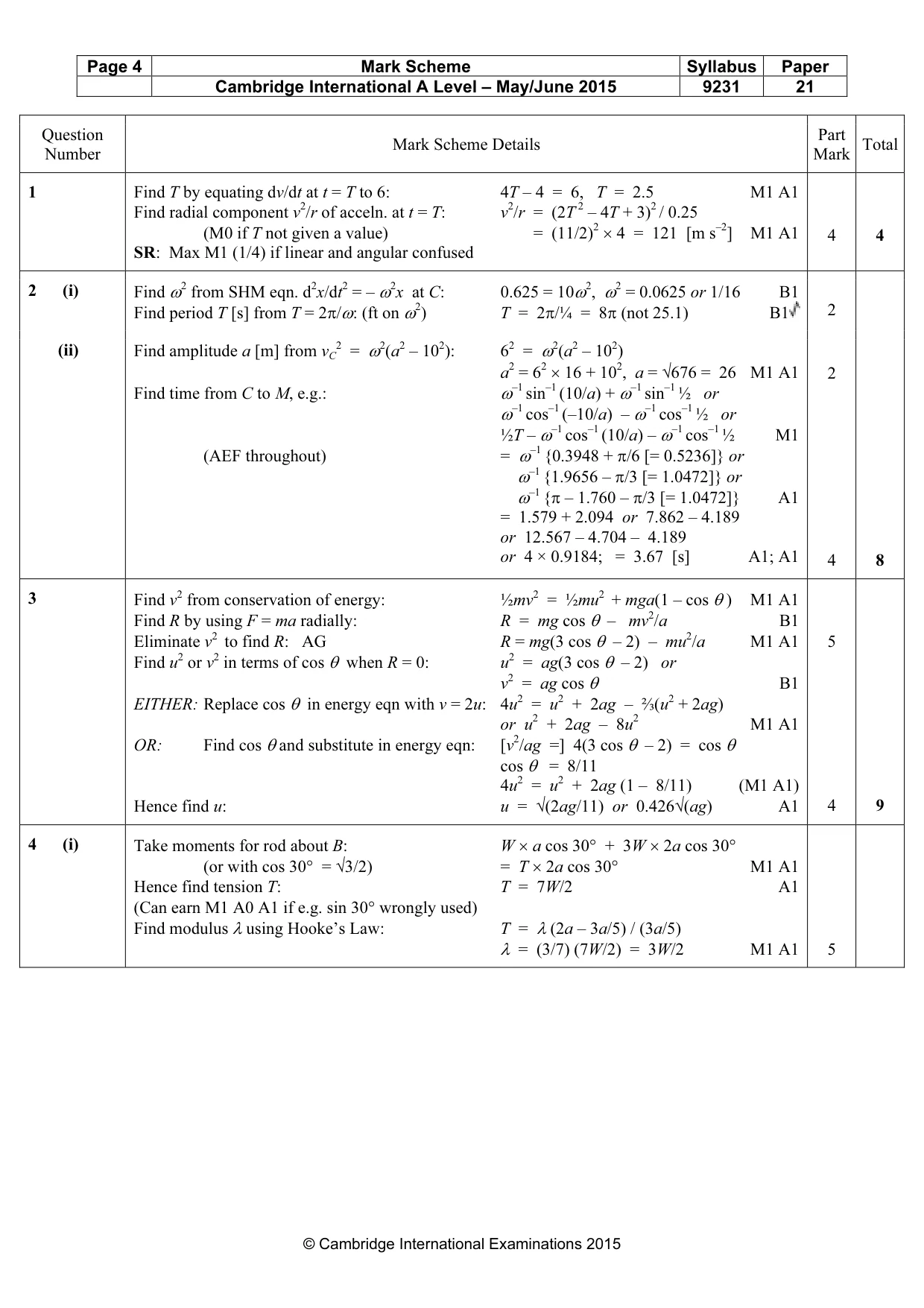Mark scheme, page 4 of 8