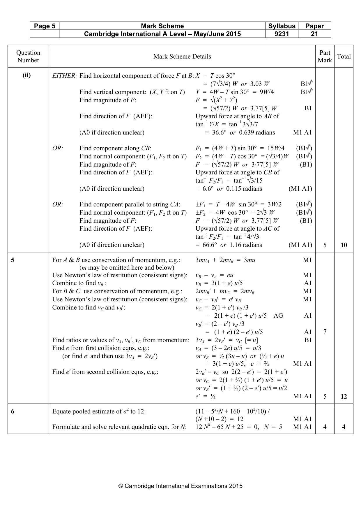 Mark scheme, page 5 of 8