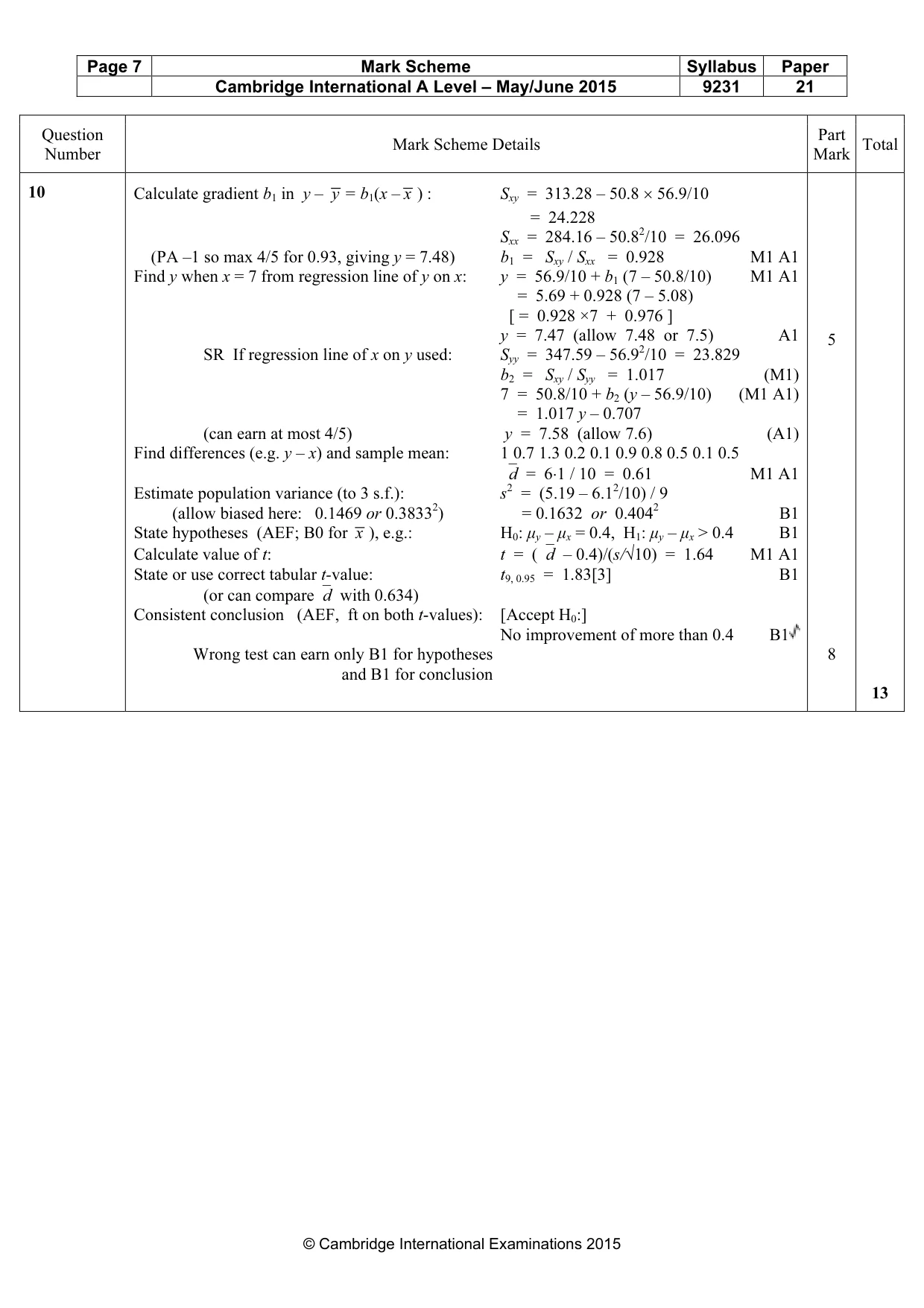 Mark scheme, page 7 of 8