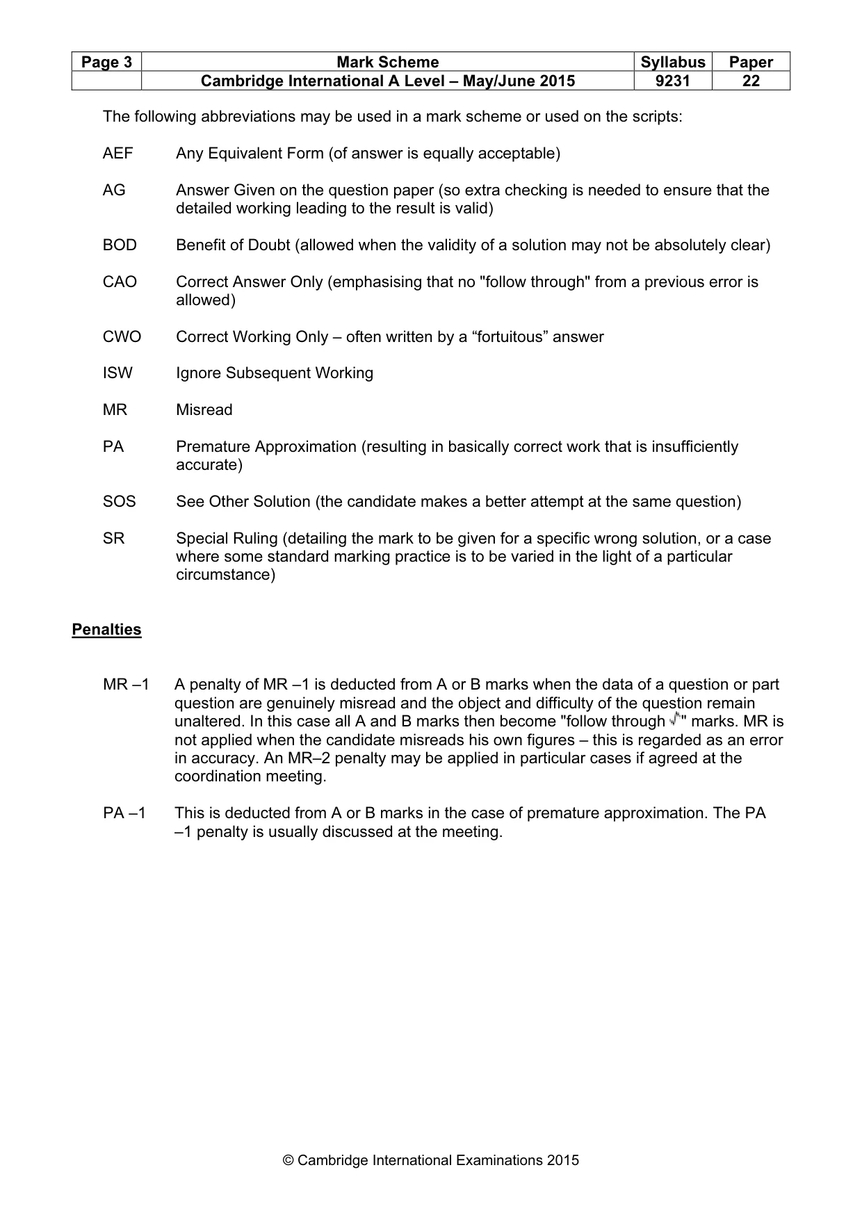 Mark scheme, page 3 of 8