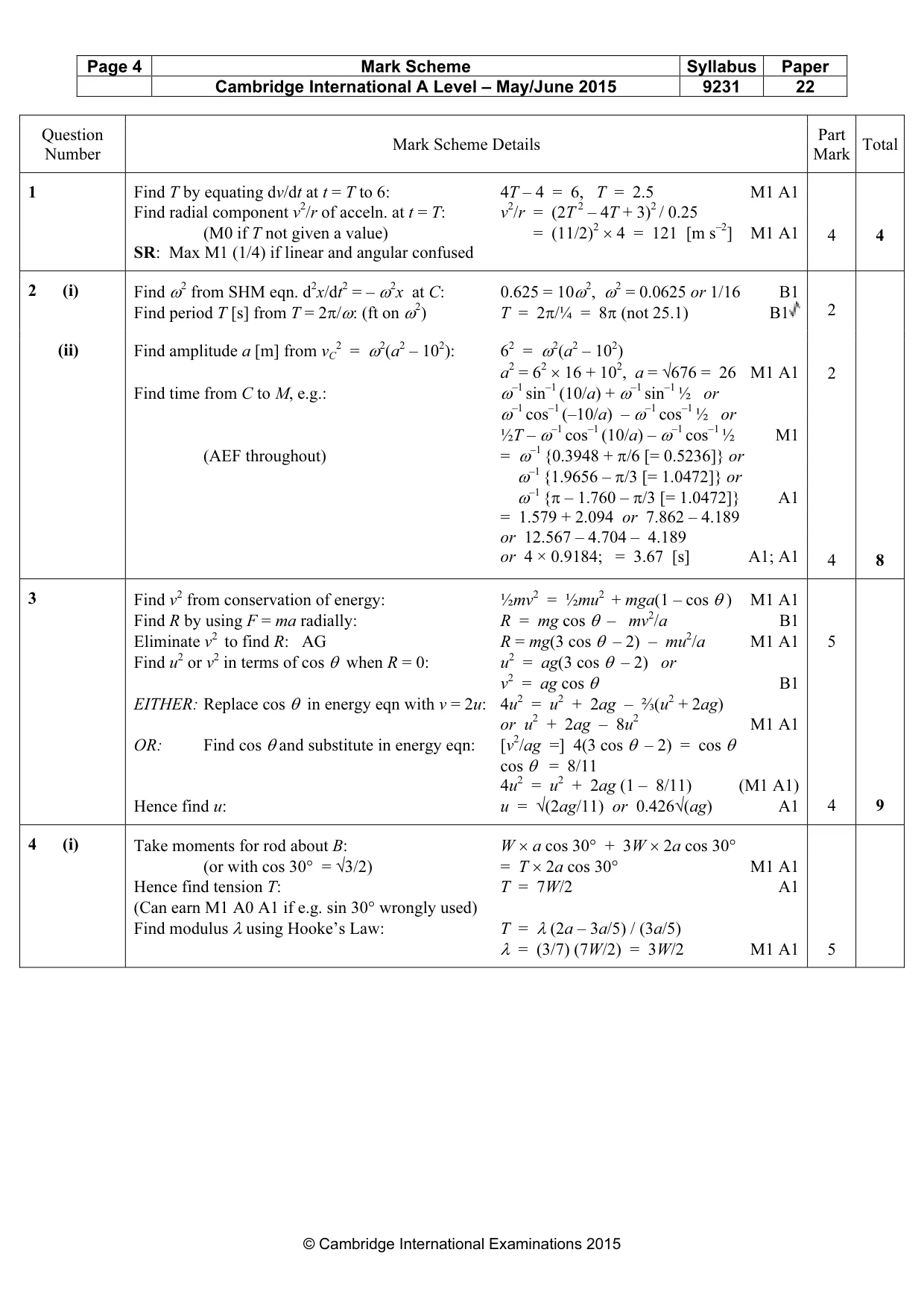 Mark scheme, page 4 of 8
