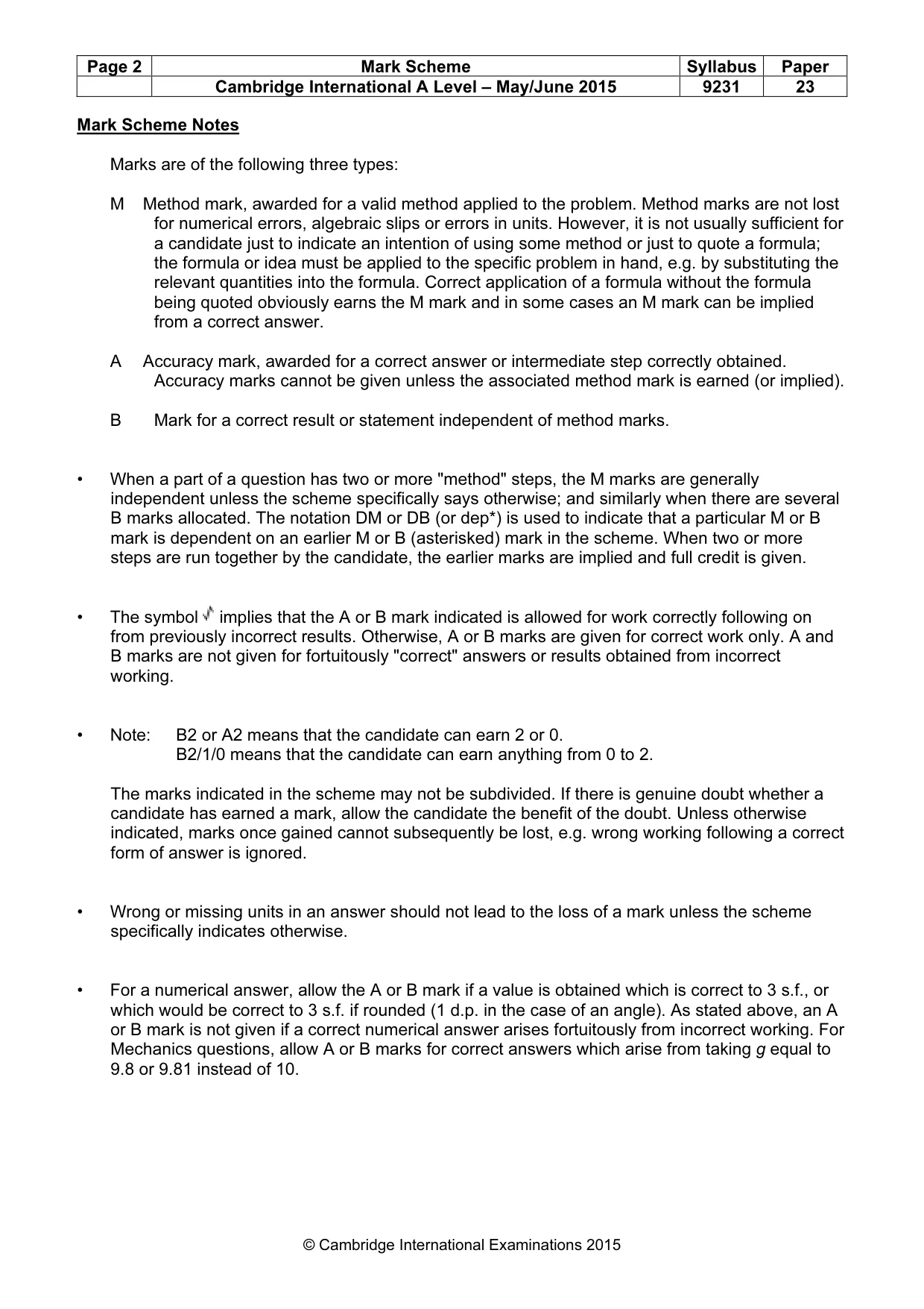 Mark scheme, page 2 of 7