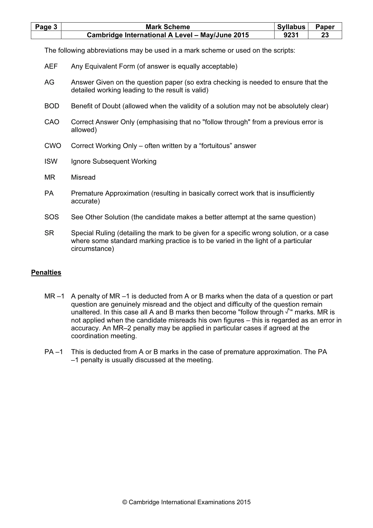 Mark scheme, page 3 of 7