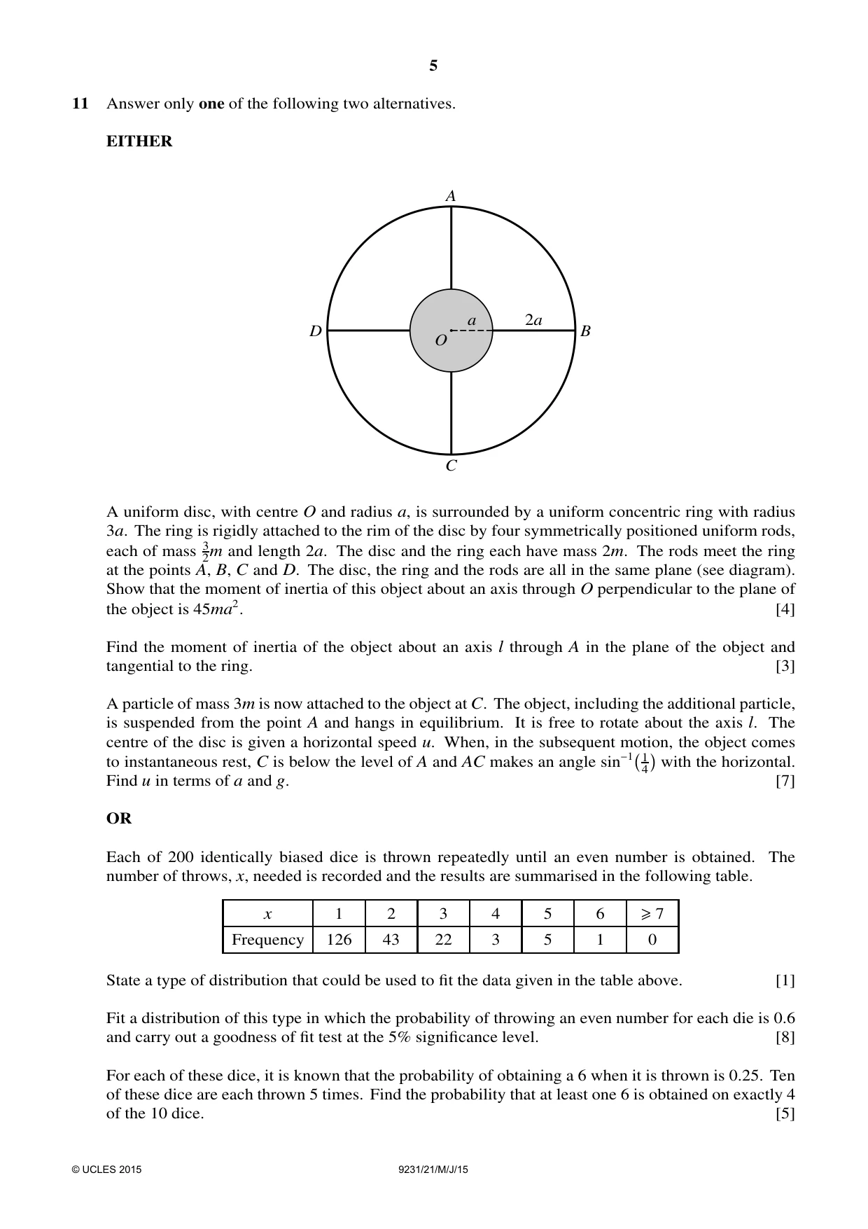 Cambridge A Level Mathematics - Further 9231 2015 May/June Paper 2 · Variant 1 question paper, page 5 of 8