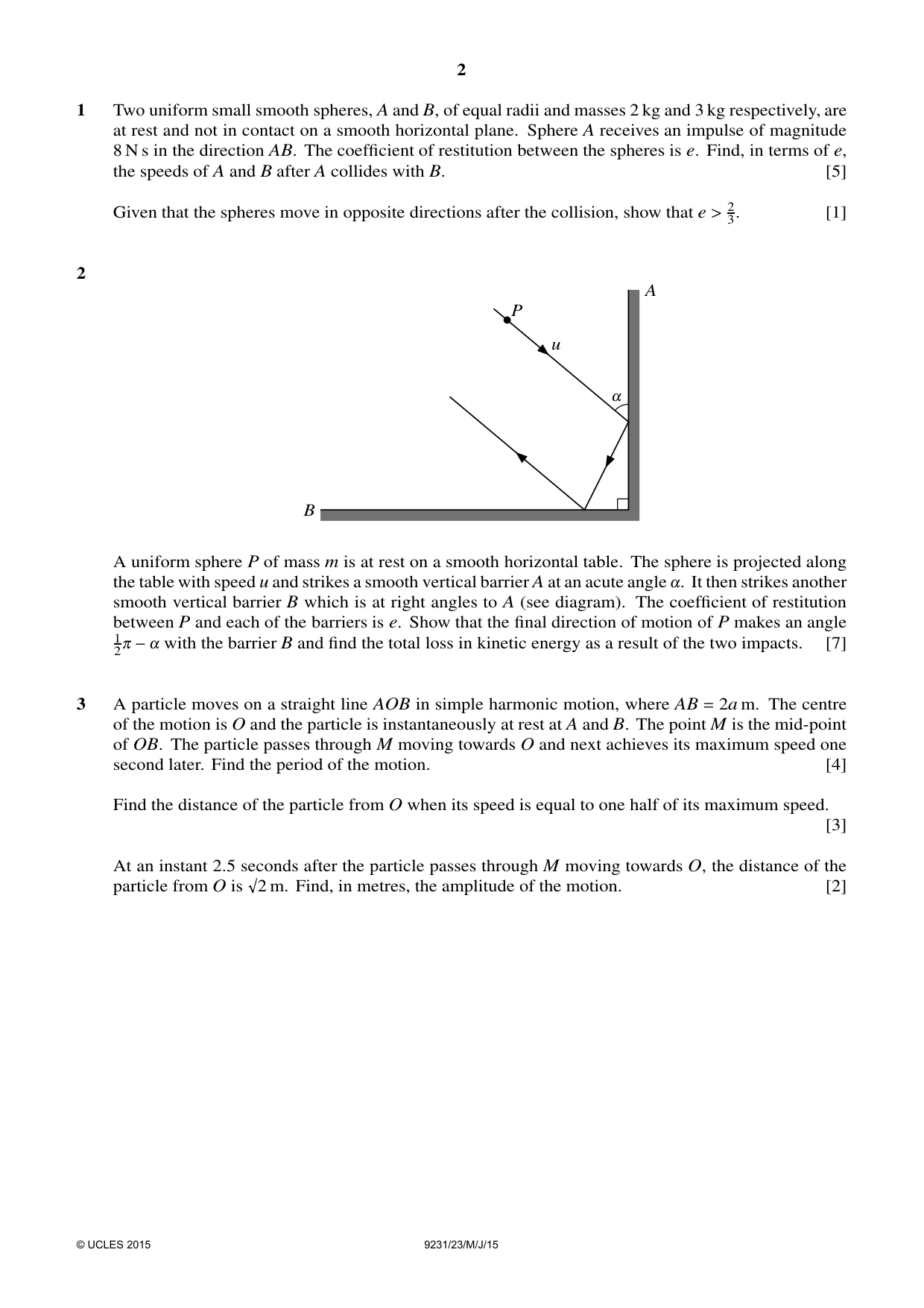 Cambridge A Level Mathematics - Further 9231 2015 May/June Paper 2 · Variant 3 question paper, page 2 of 8