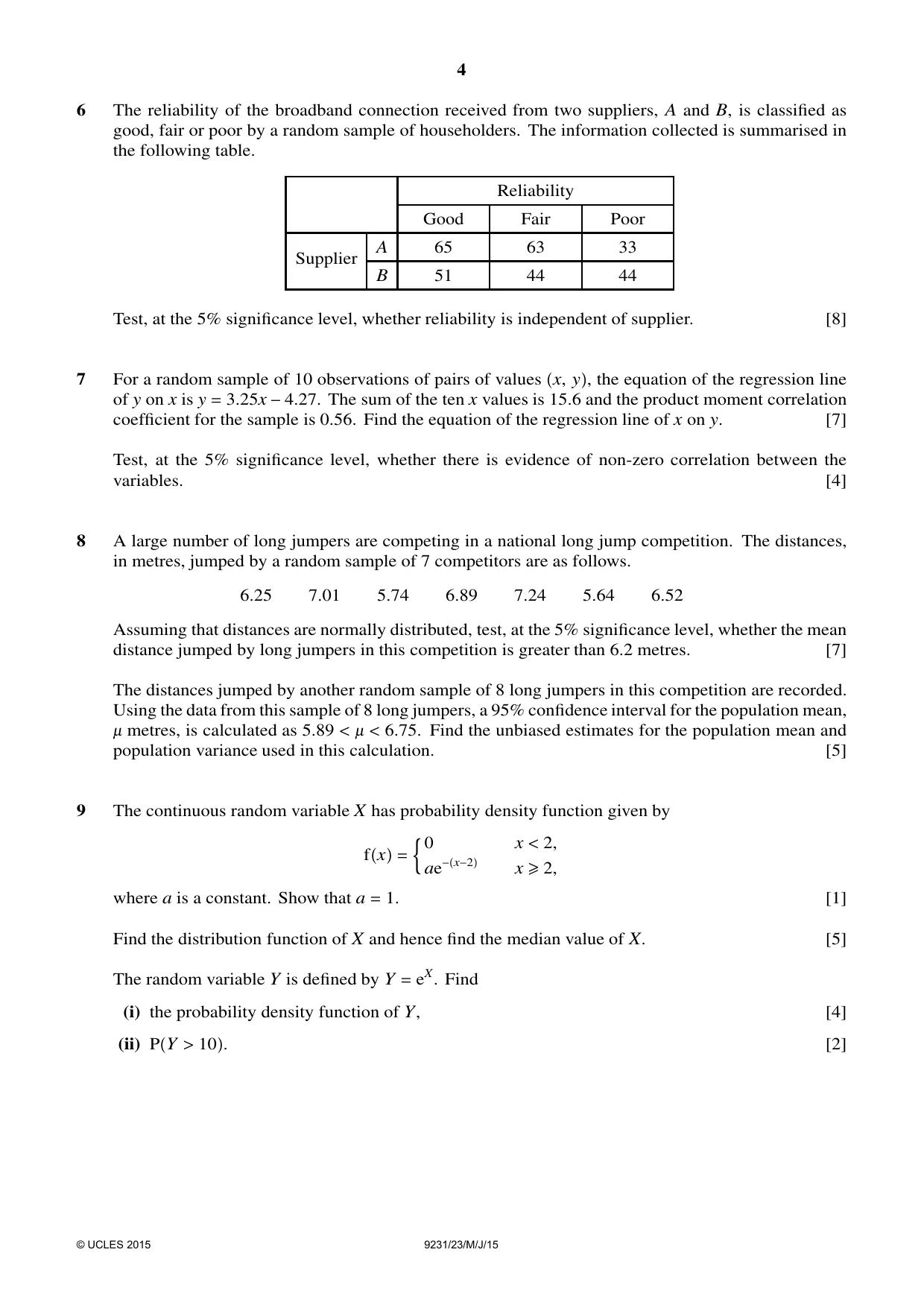 Cambridge A Level Mathematics - Further 9231 2015 May/June Paper 2 · Variant 3 question paper, page 4 of 8