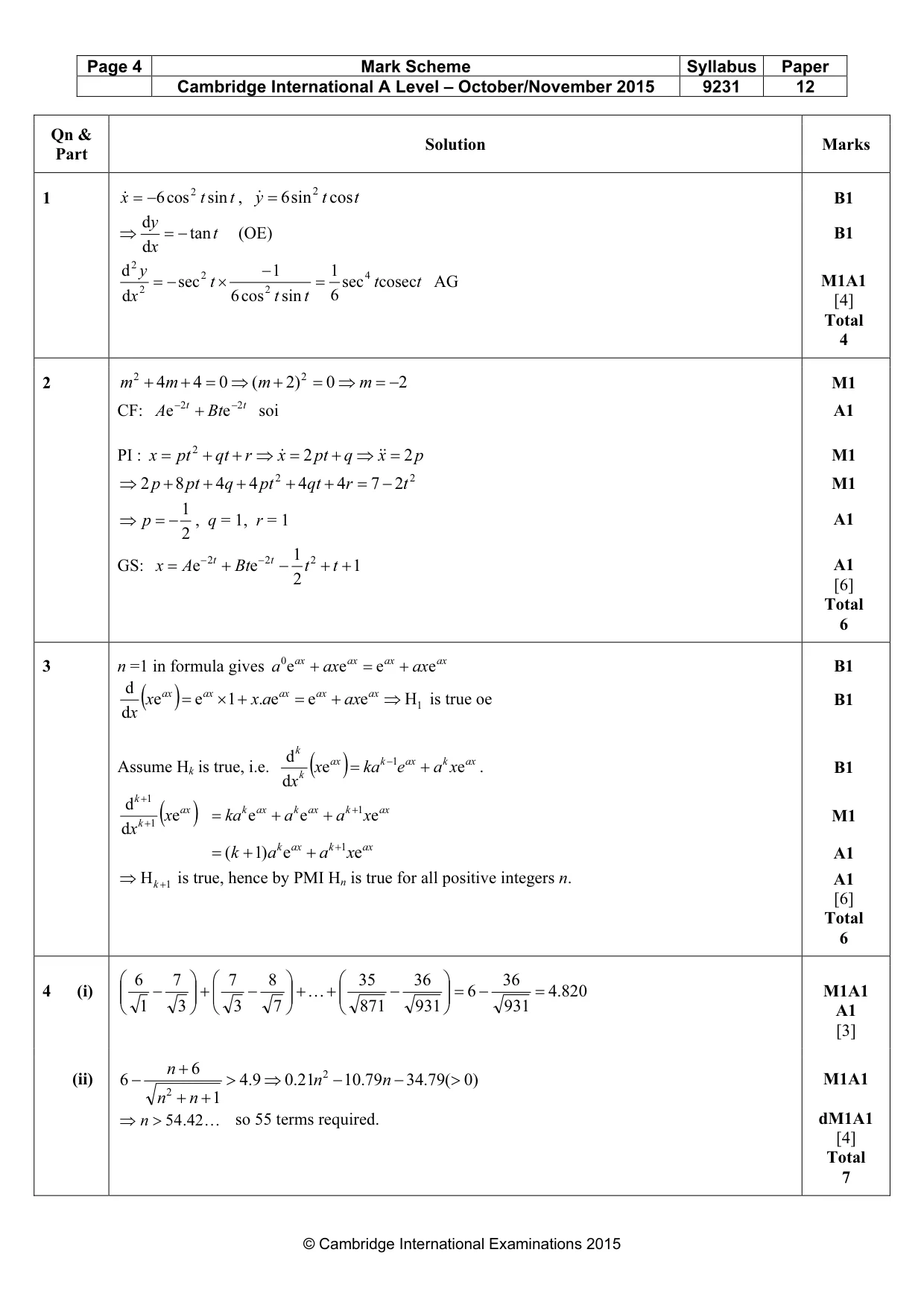 Mark scheme, page 4 of 10