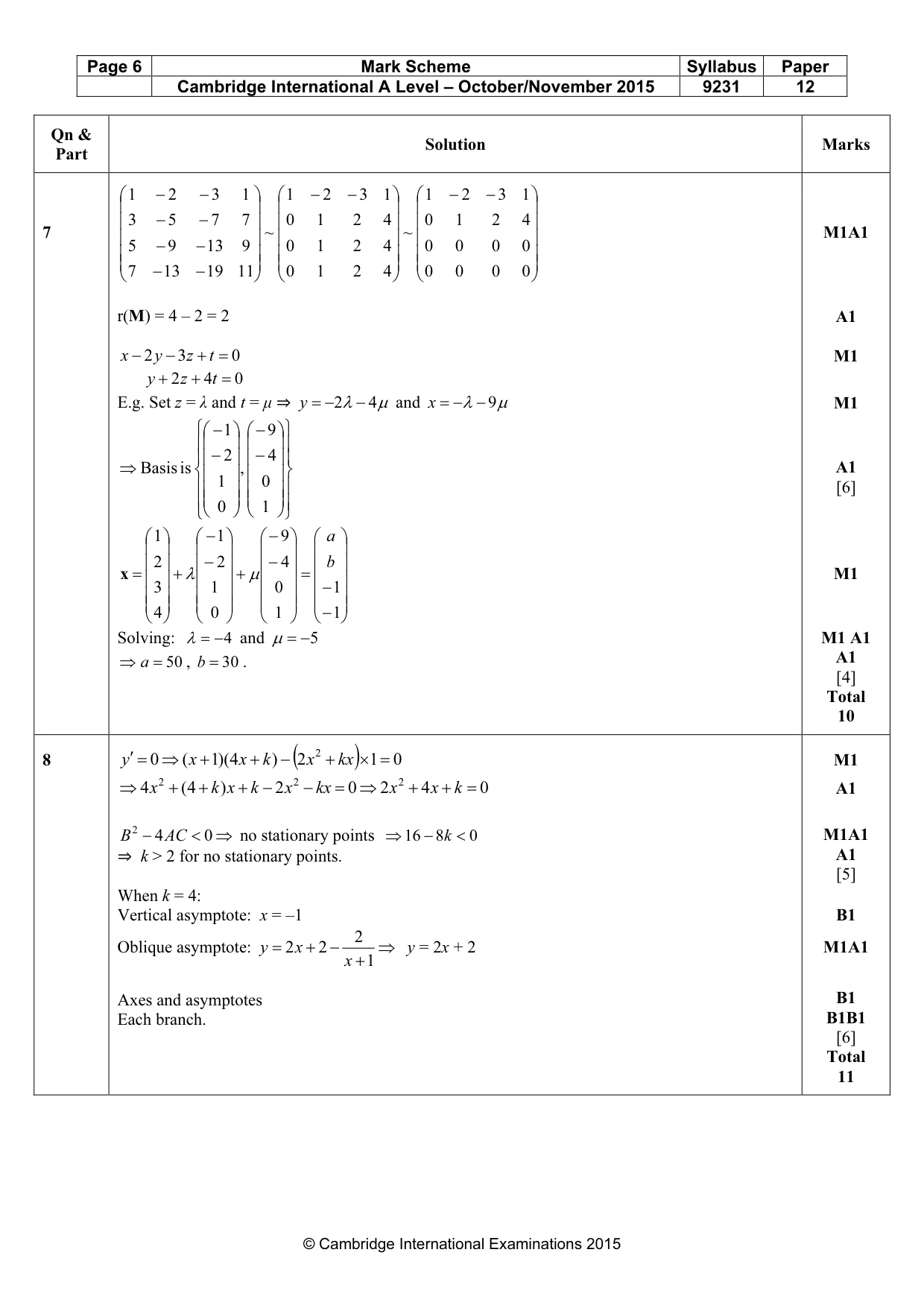 Mark scheme, page 6 of 10