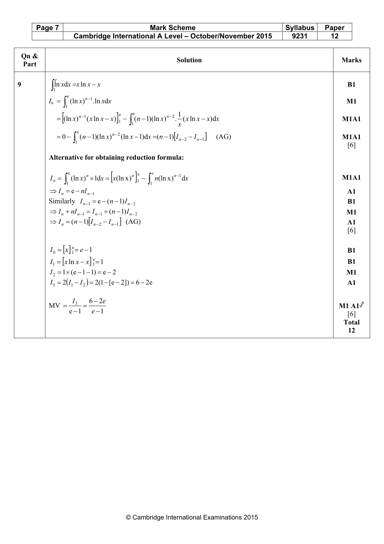 Mark scheme, page 7 of 10