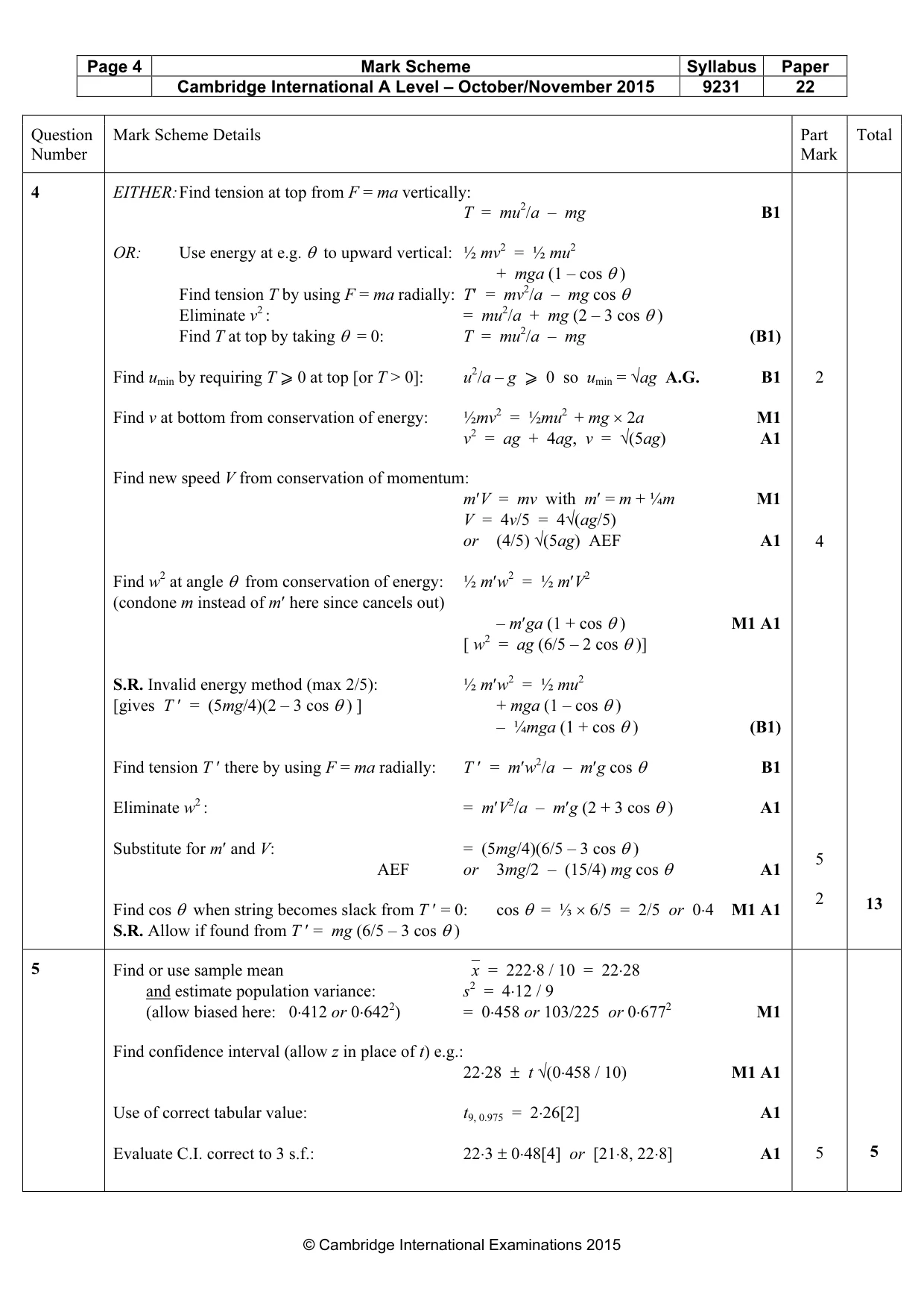 Mark scheme, page 4 of 8