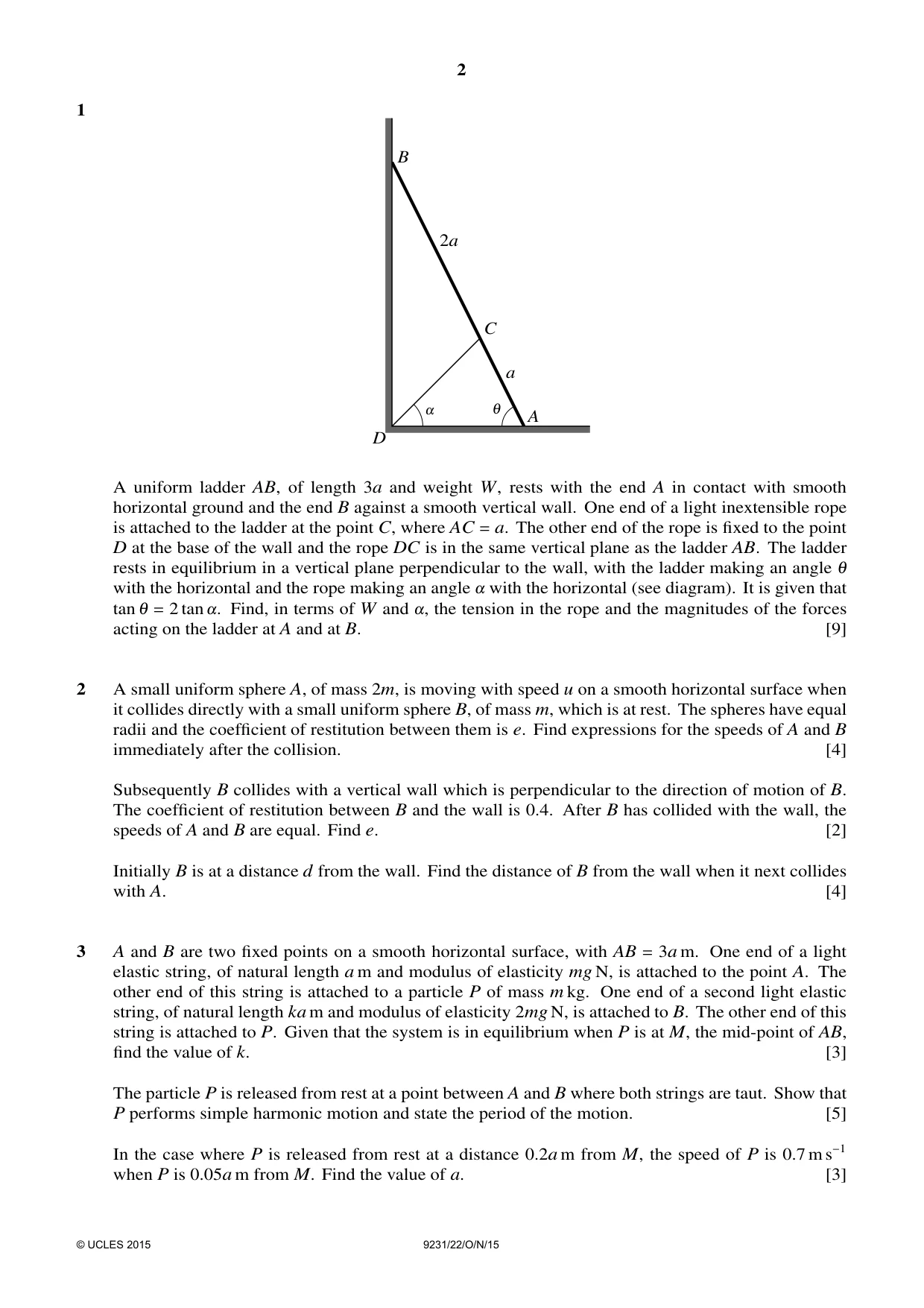 Cambridge A Level Mathematics - Further 9231 2015 Oct/Nov Paper 2 · Variant 2 question paper, page 2 of 8
