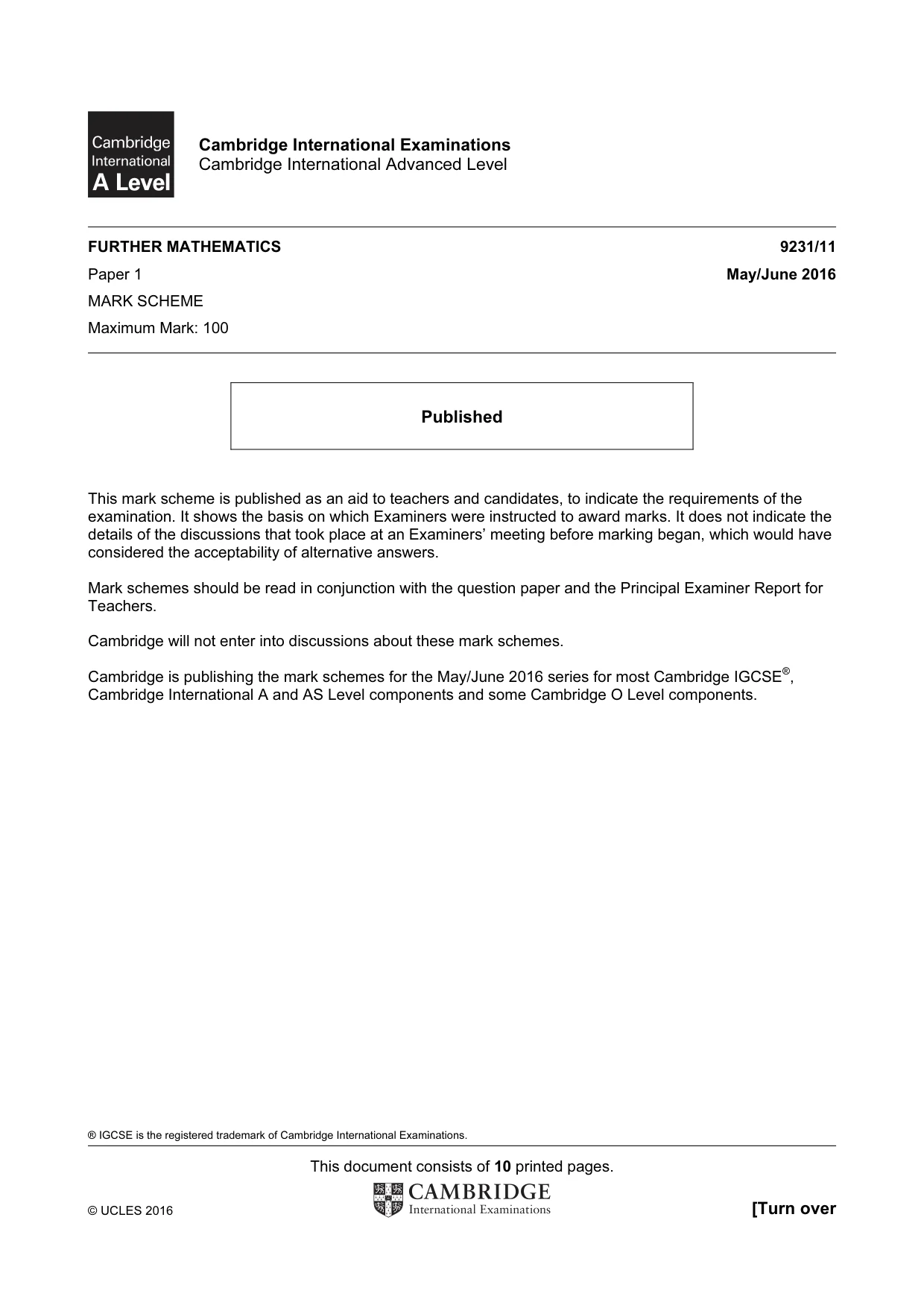 Mark scheme, page 1 of 10