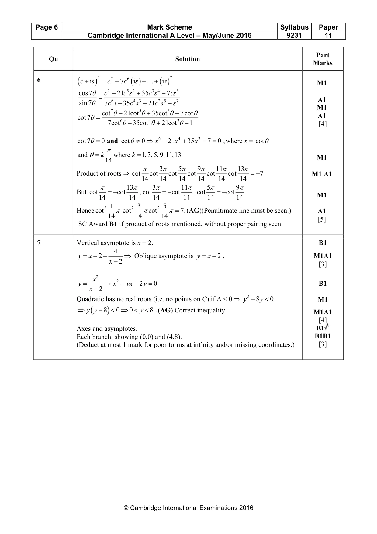 Mark scheme, page 6 of 10