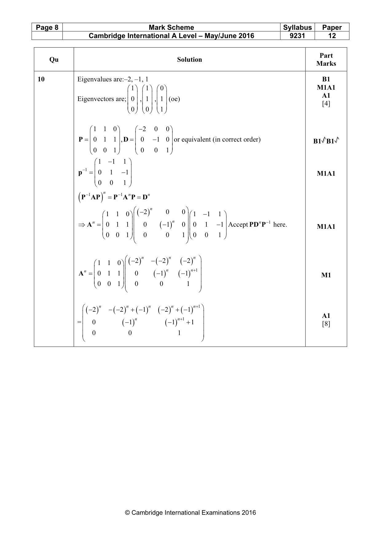 Mark scheme, page 8 of 10