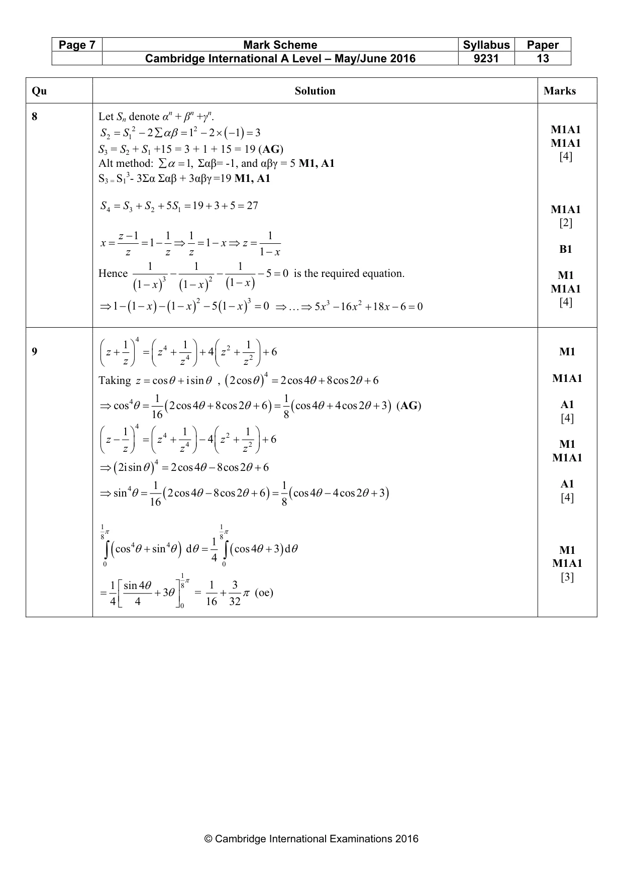 Mark scheme, page 7 of 10