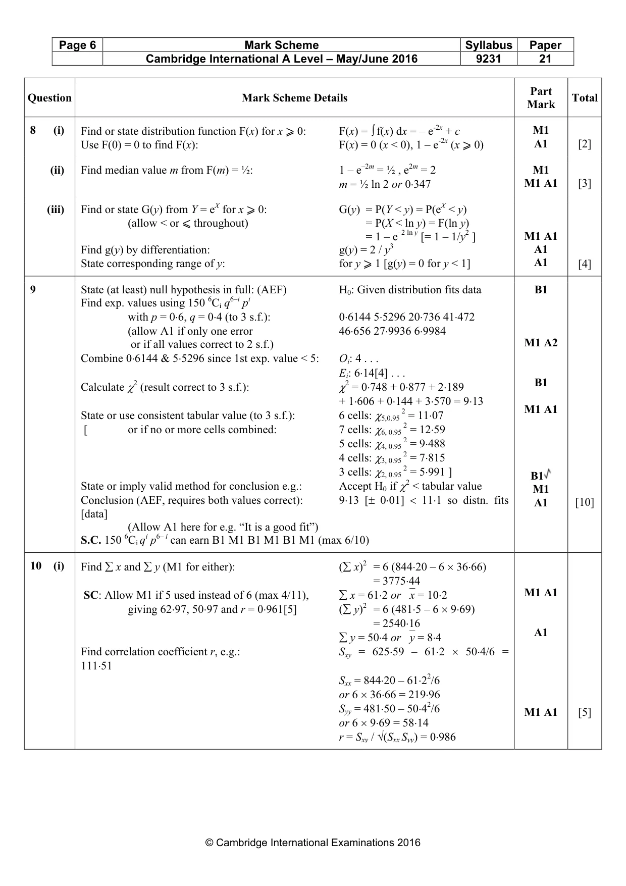 Mark scheme, page 6 of 8
