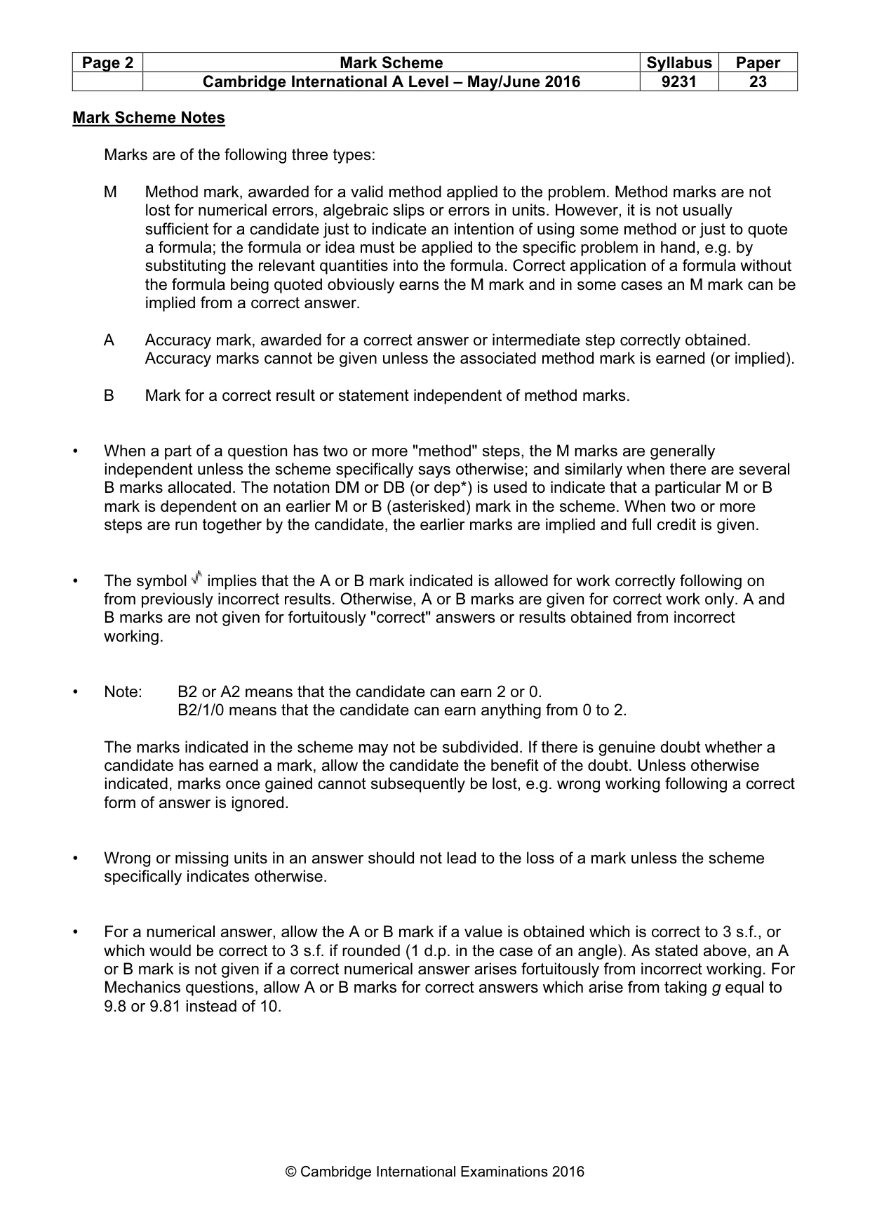 Mark scheme, page 2 of 8