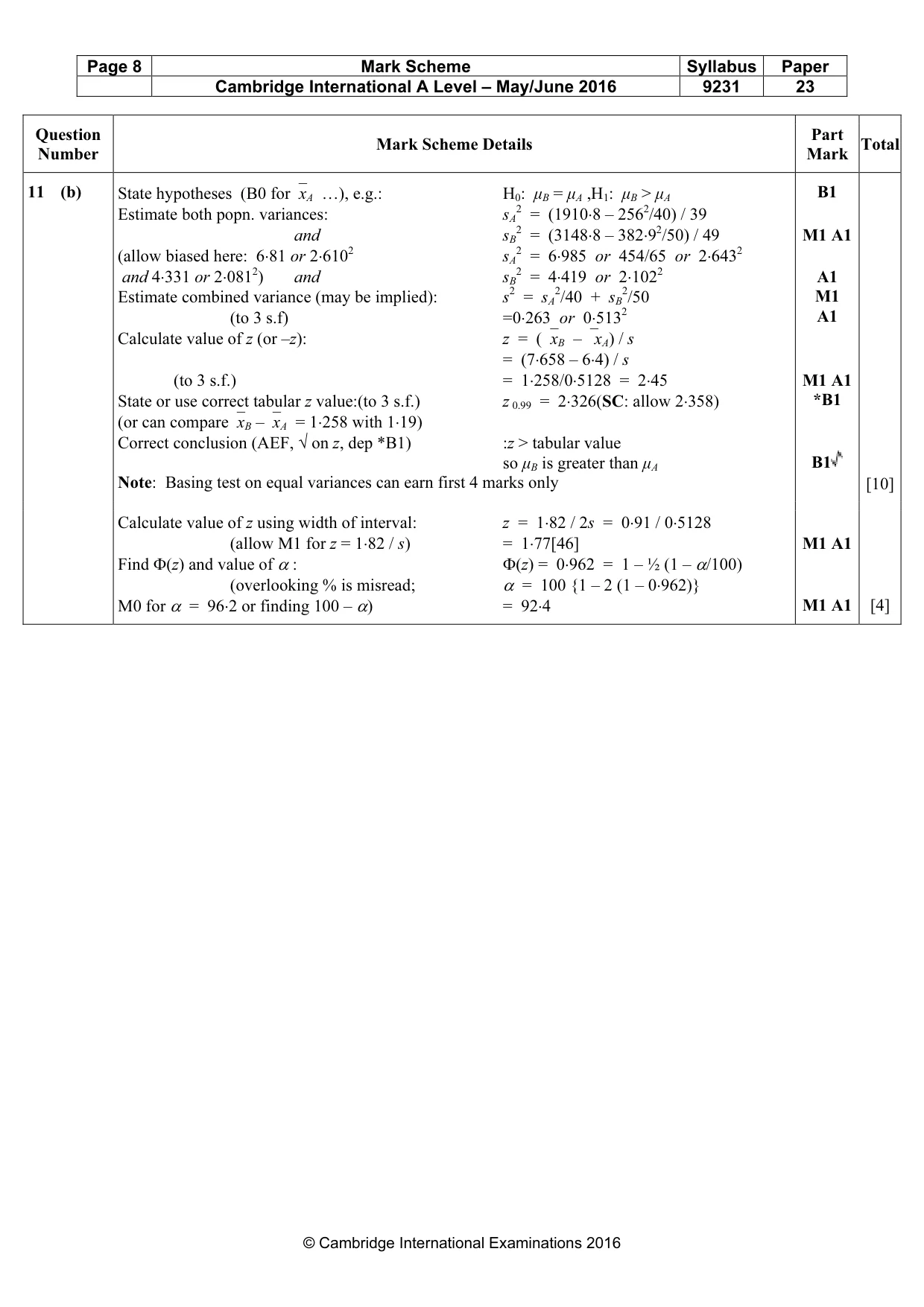 Mark scheme, page 8 of 8