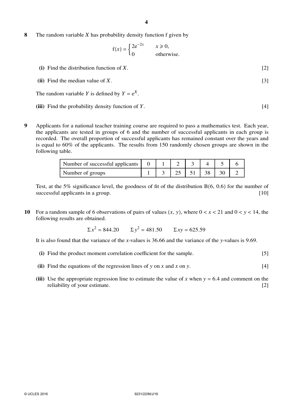 Cambridge A Level Mathematics - Further 9231 2016 May/June Paper 2 · Variant 2 question paper, page 4 of 8