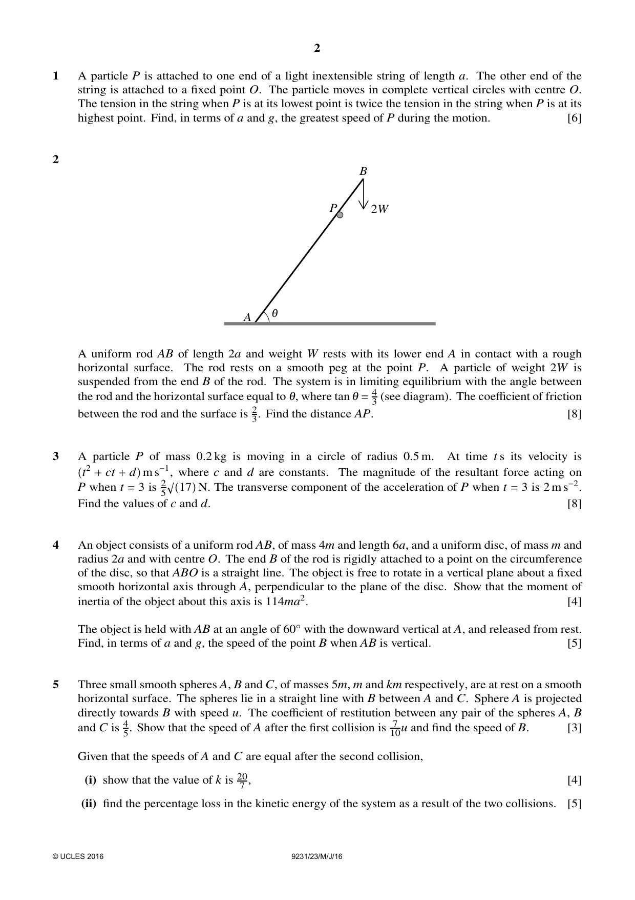 Cambridge A Level Mathematics - Further 9231 2016 May/June Paper 2 · Variant 3 question paper, page 2 of 8