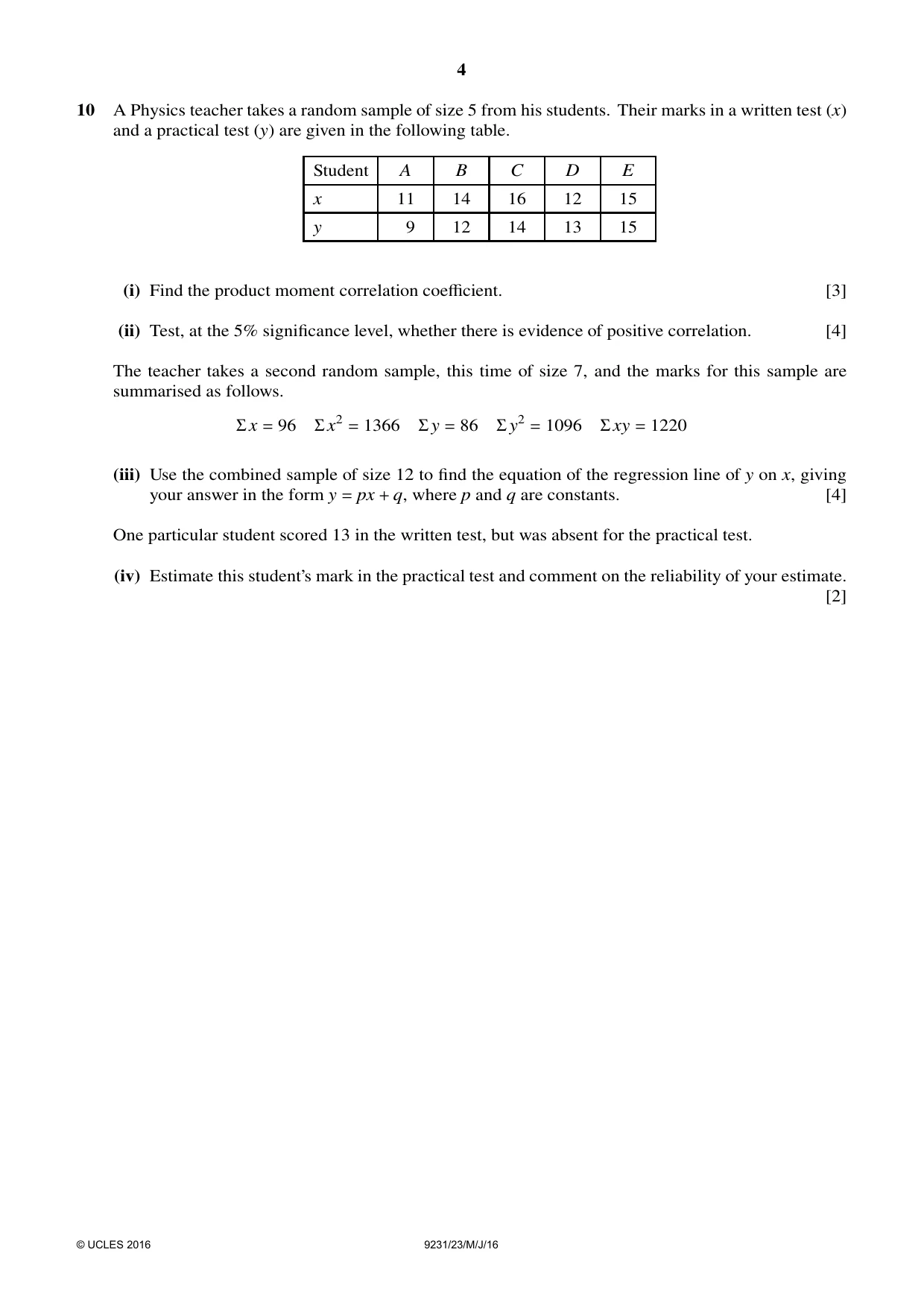 Cambridge A Level Mathematics - Further 9231 2016 May/June Paper 2 · Variant 3 question paper, page 4 of 8