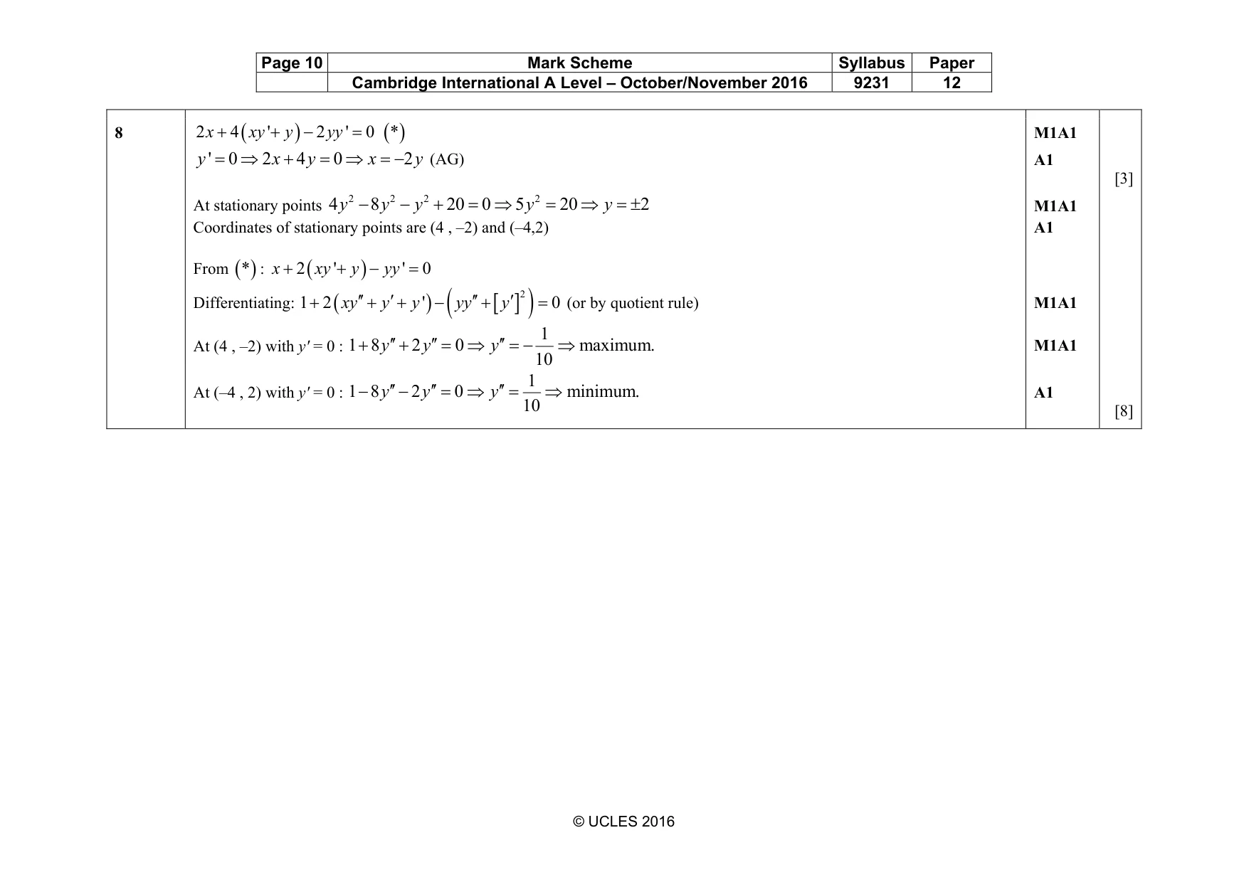 Mark scheme, page 10 of 15