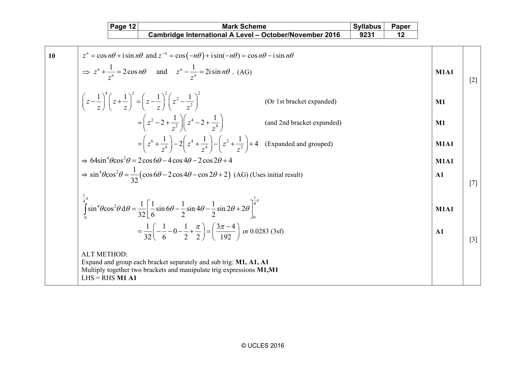Mark scheme, page 12 of 15