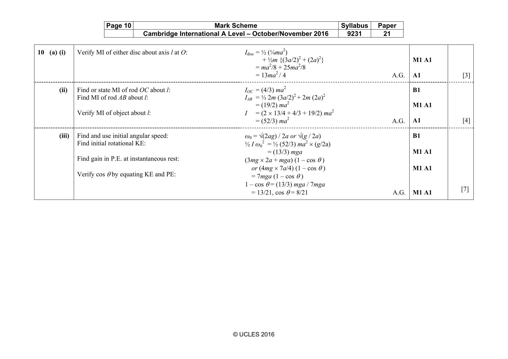 Mark scheme, page 10 of 11