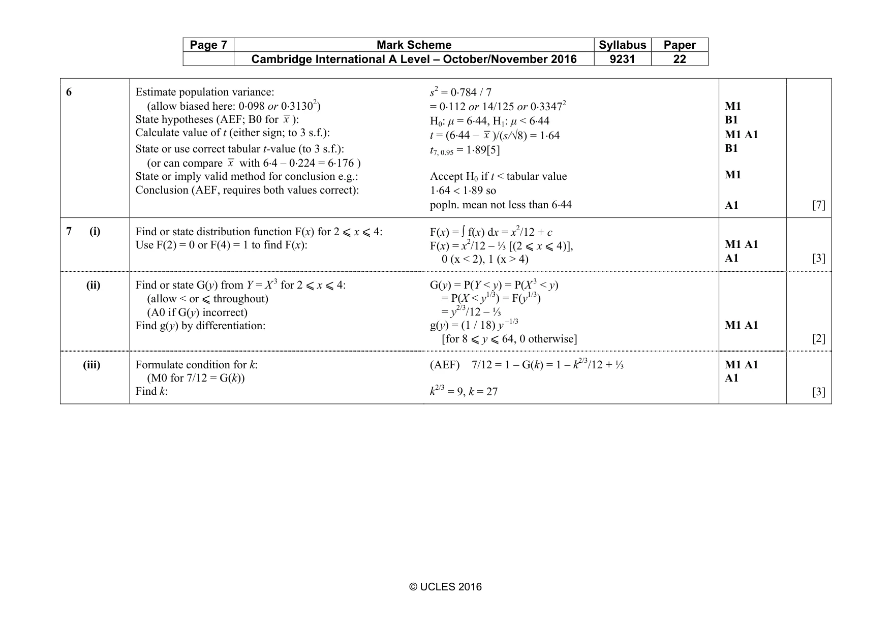Mark scheme, page 7 of 11