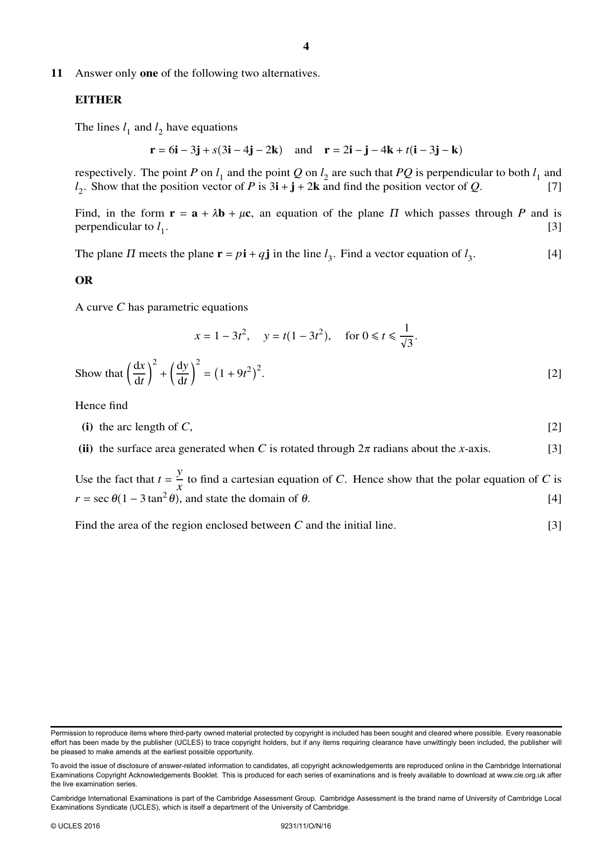 Cambridge A Level Mathematics - Further 9231 2016 Oct/Nov Paper 1 · Variant 1 question paper, page 4 of 4