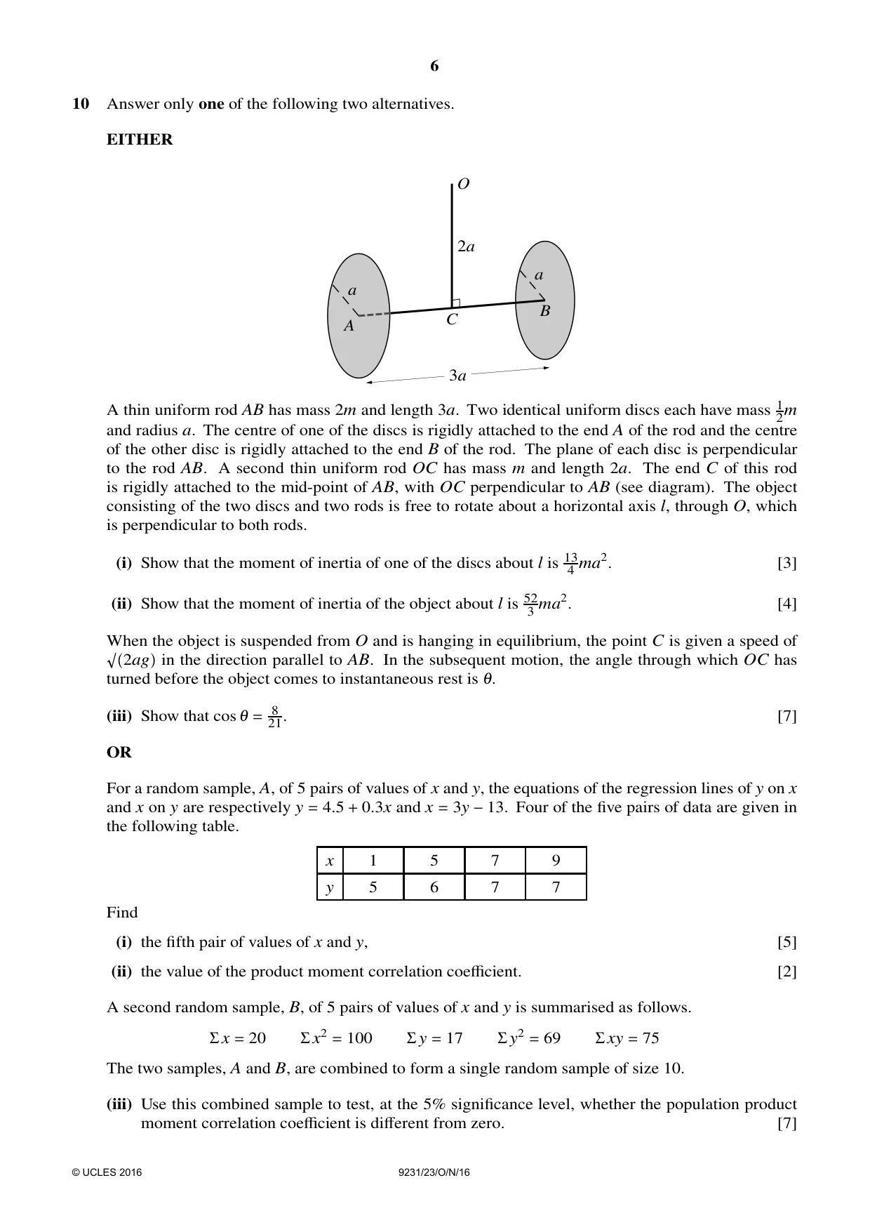 Cambridge A Level Mathematics - Further 9231 2016 Oct/Nov Paper 2 · Variant 3 question paper, page 6 of 8