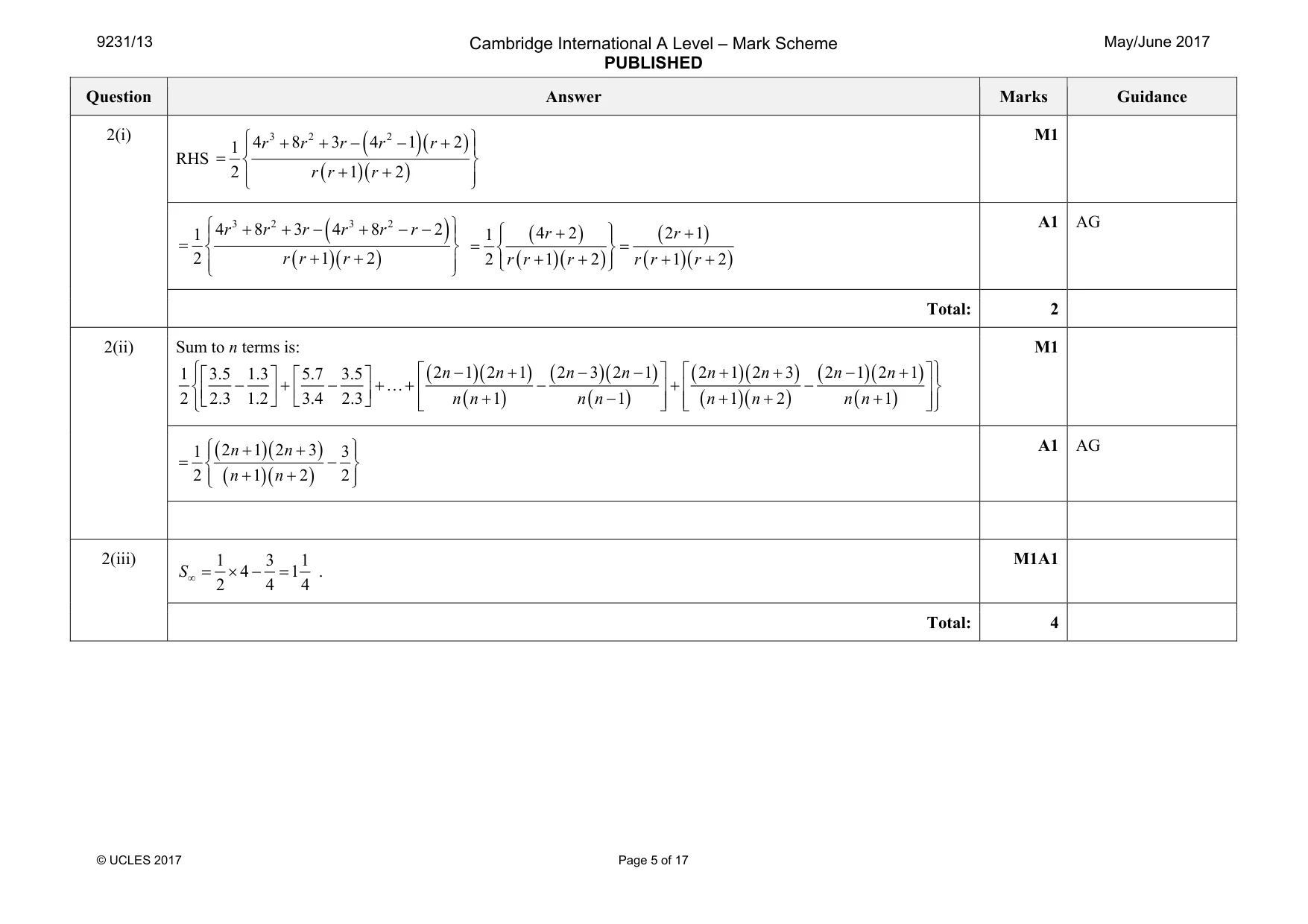 Mark scheme, page 5 of 17