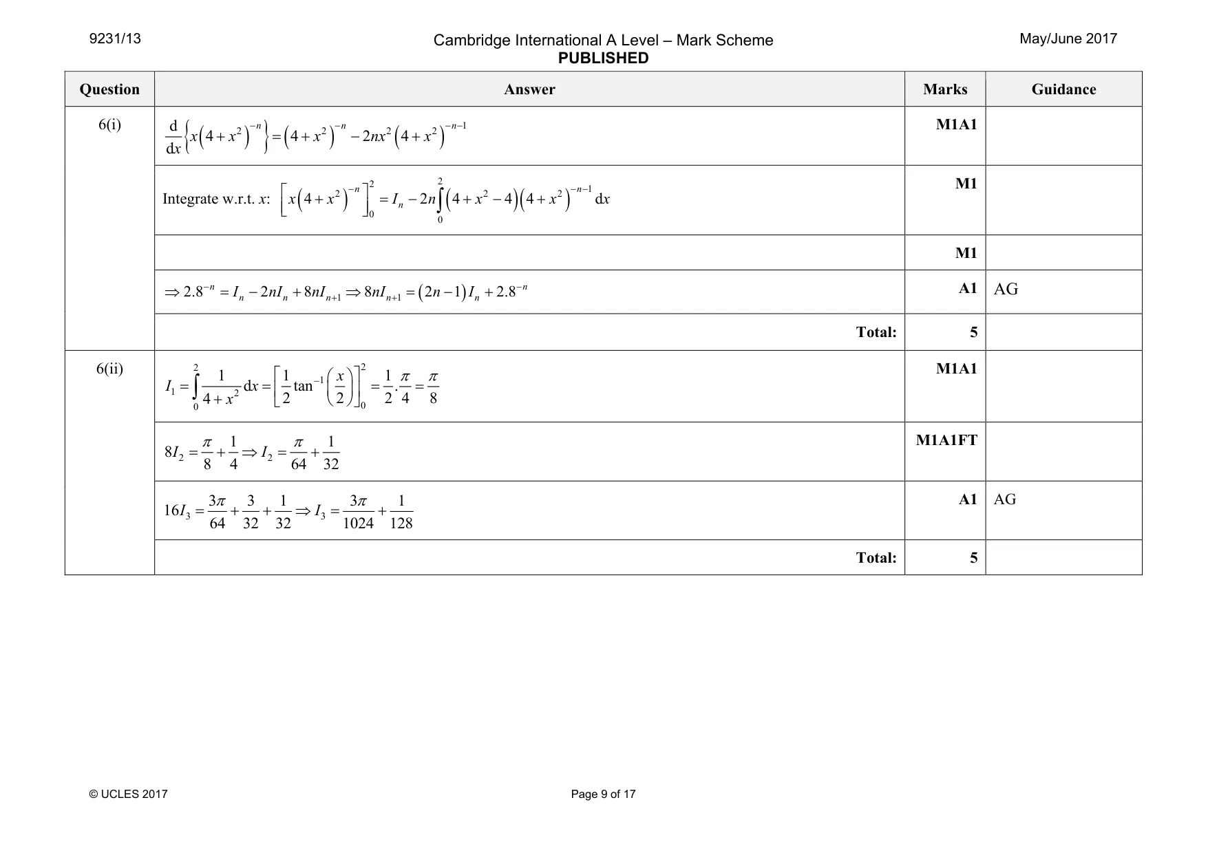 Mark scheme, page 9 of 17