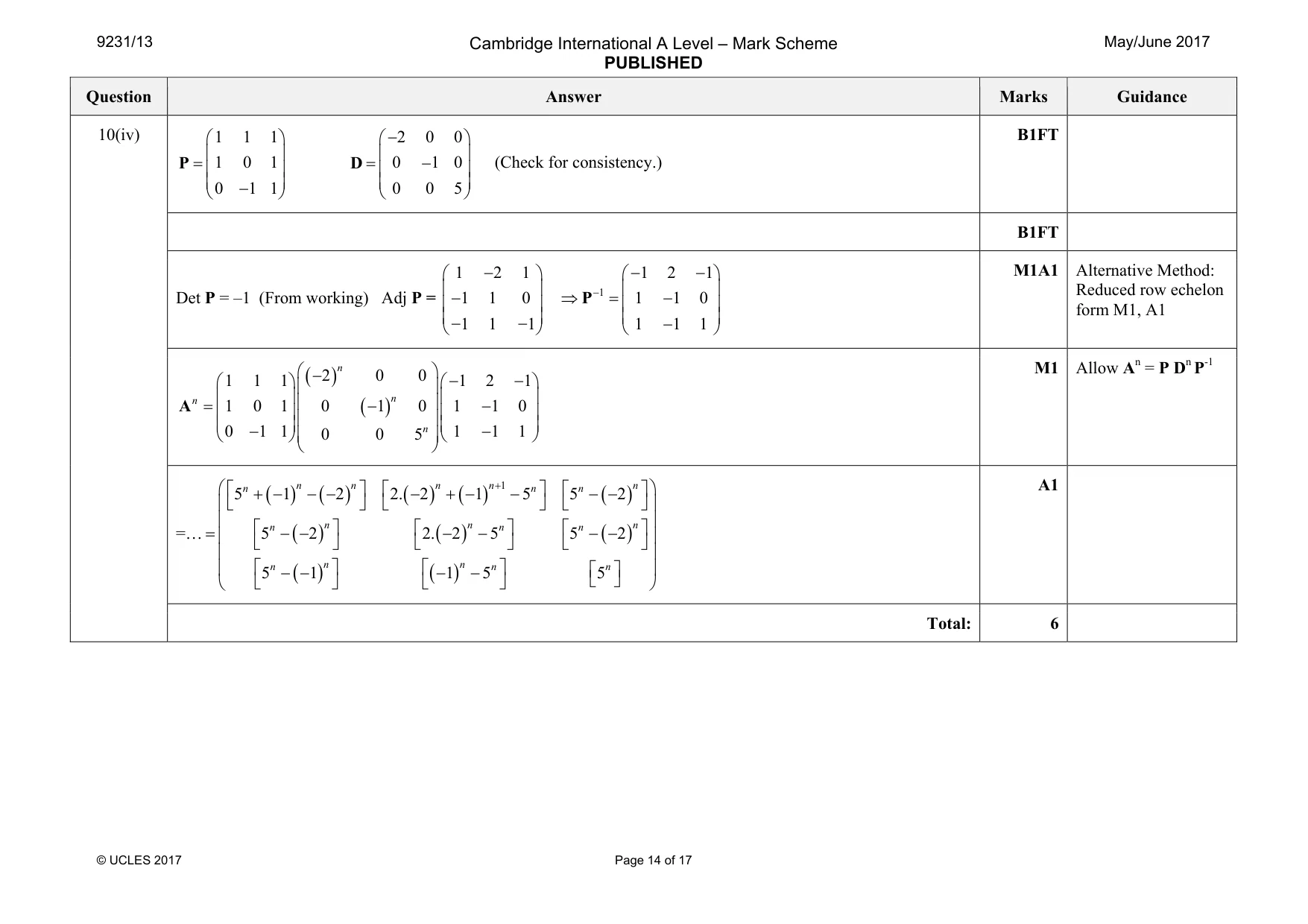 Mark scheme, page 14 of 17