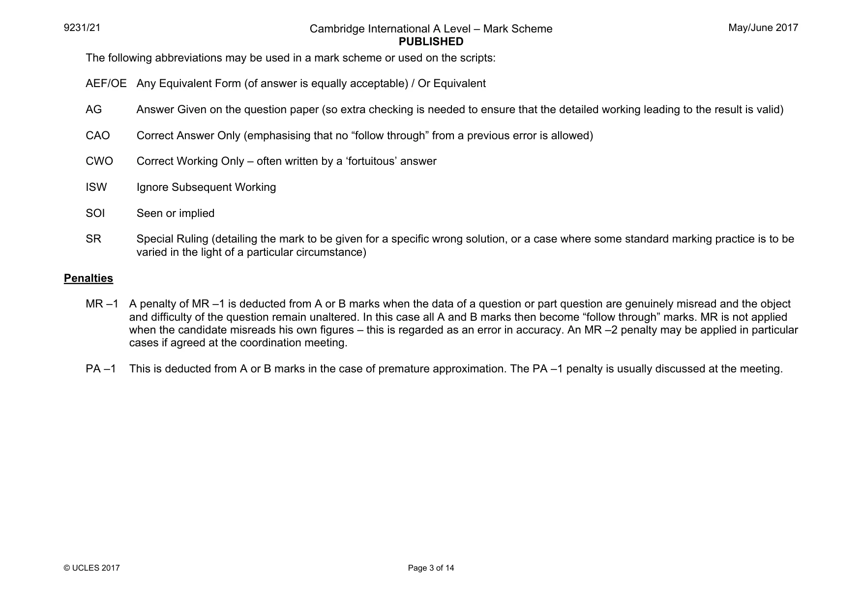 Mark scheme, page 3 of 14