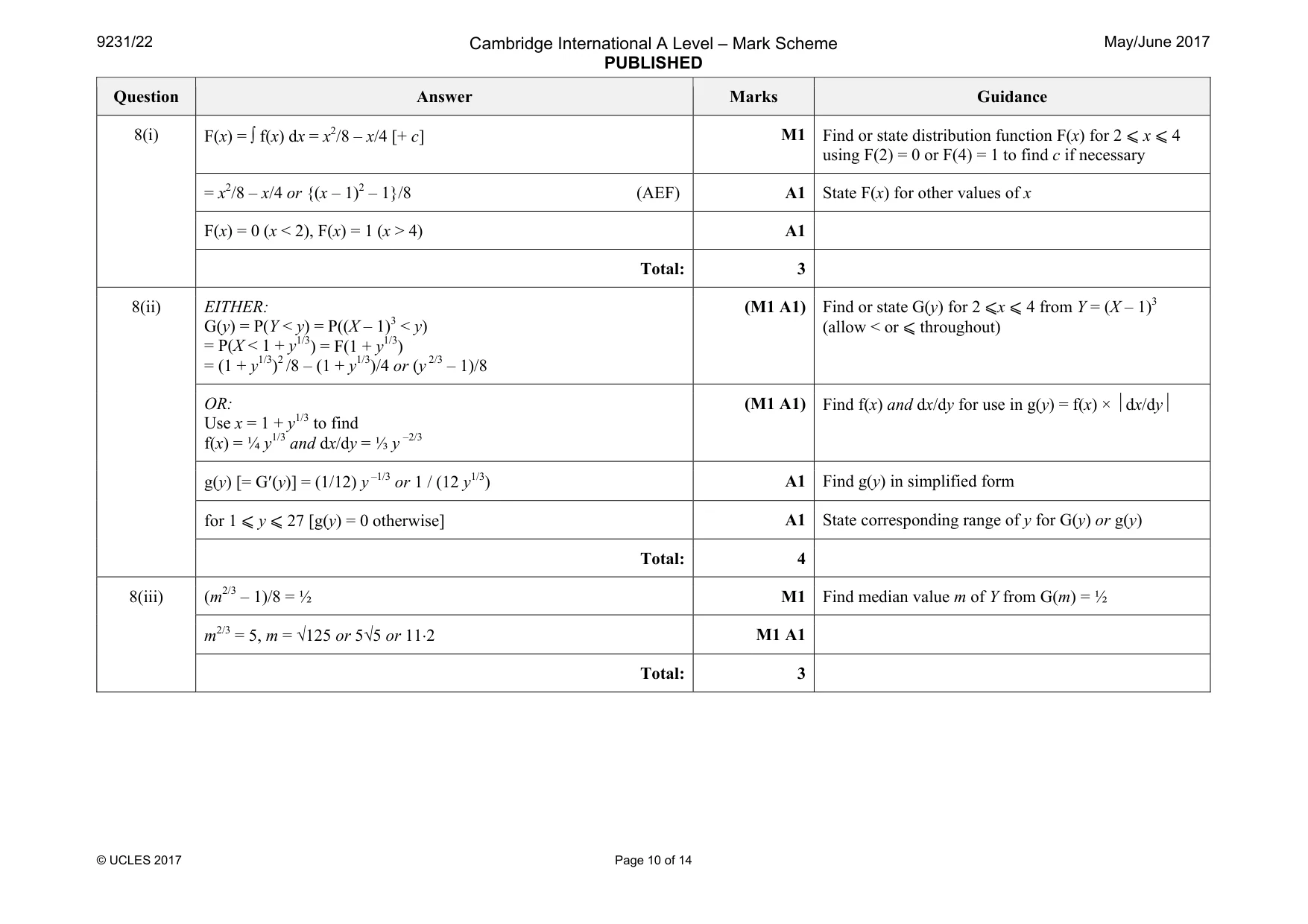Mark scheme, page 10 of 14