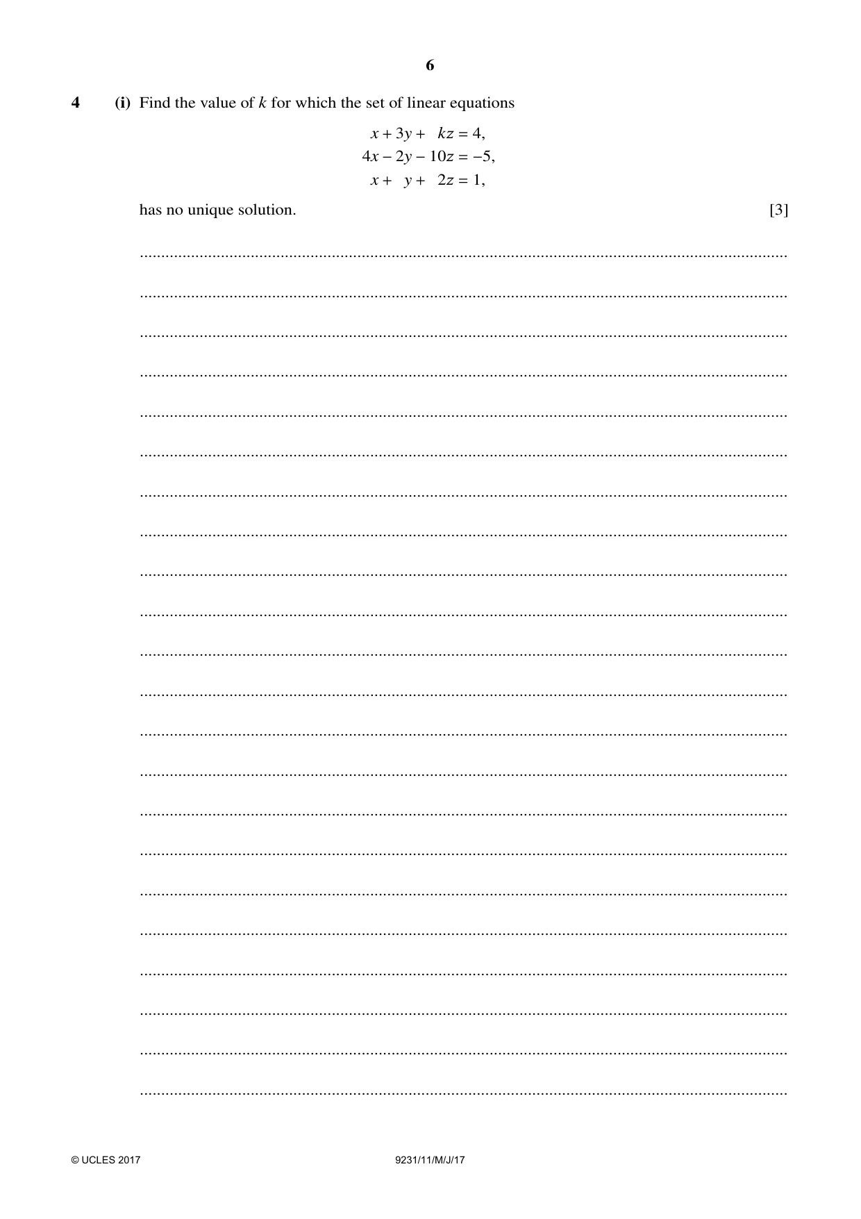 Cambridge A Level Mathematics - Further 9231 2017 May/June Paper 1 · Variant 1 question paper, page 6 of 28