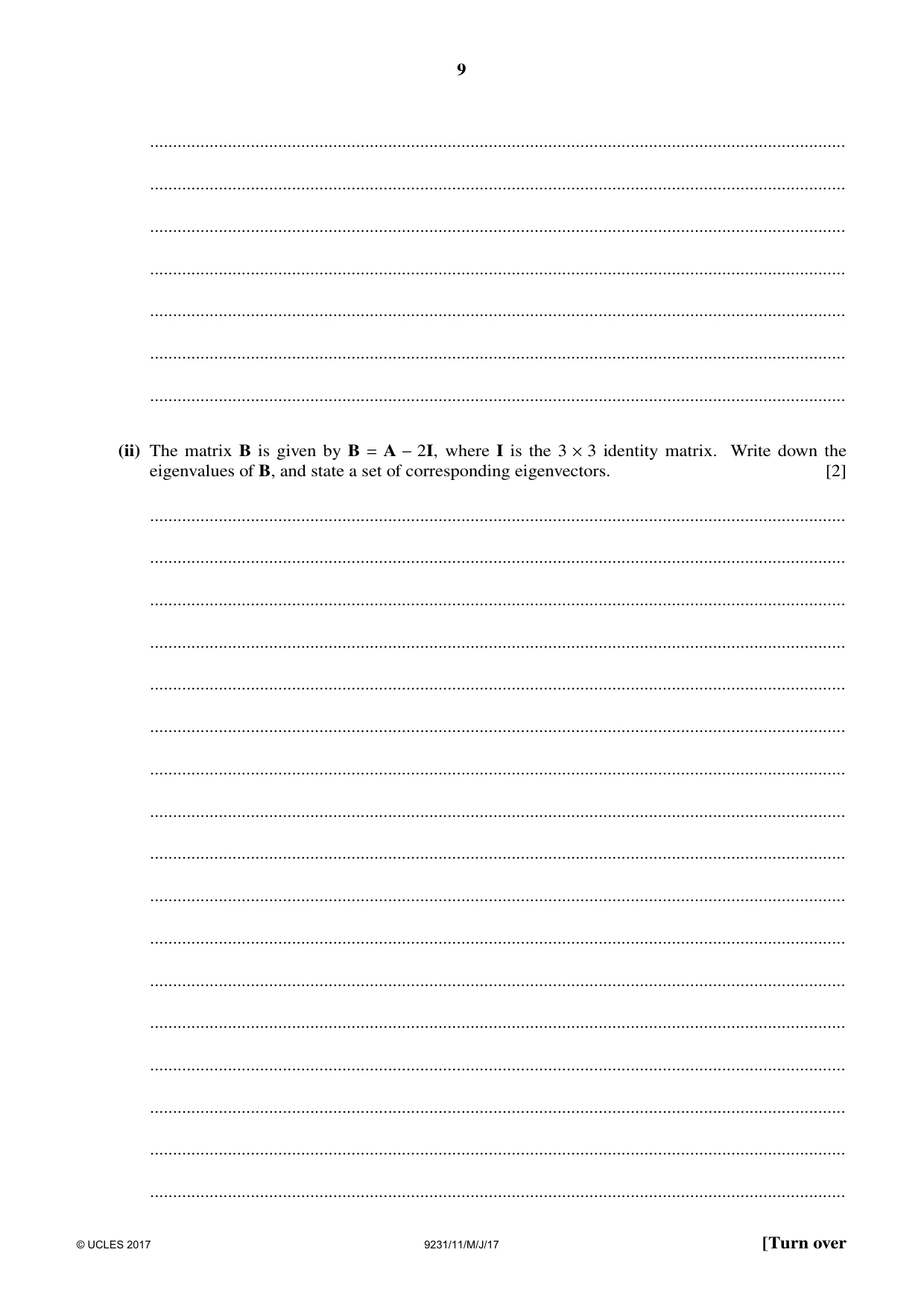 Cambridge A Level Mathematics - Further 9231 2017 May/June Paper 1 · Variant 1 question paper, page 9 of 28